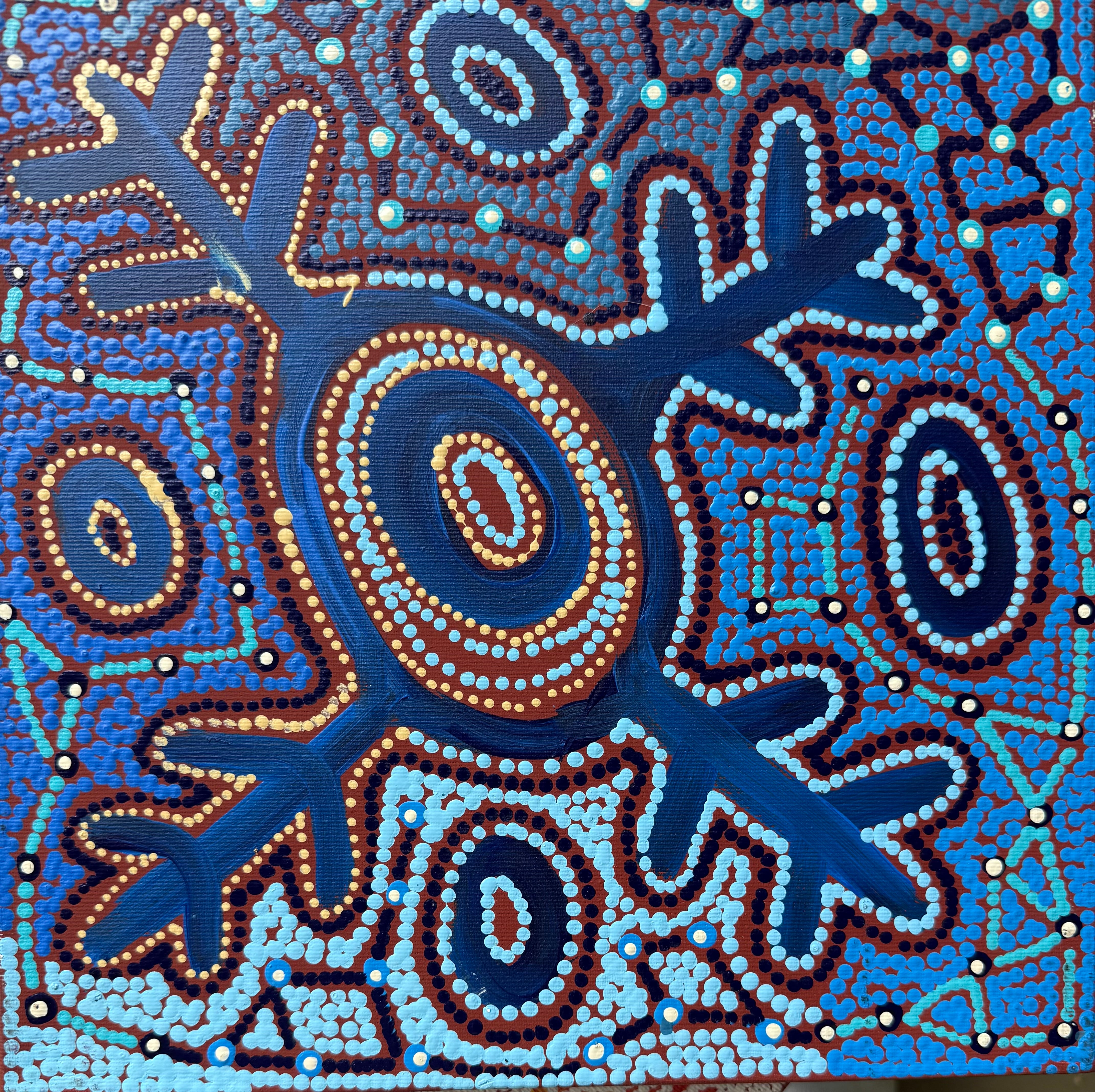 Theo (Faye) Nangala Hudson - Warlukurlangu Jukurrpa (Fire Country Dreaming) - Stretched
