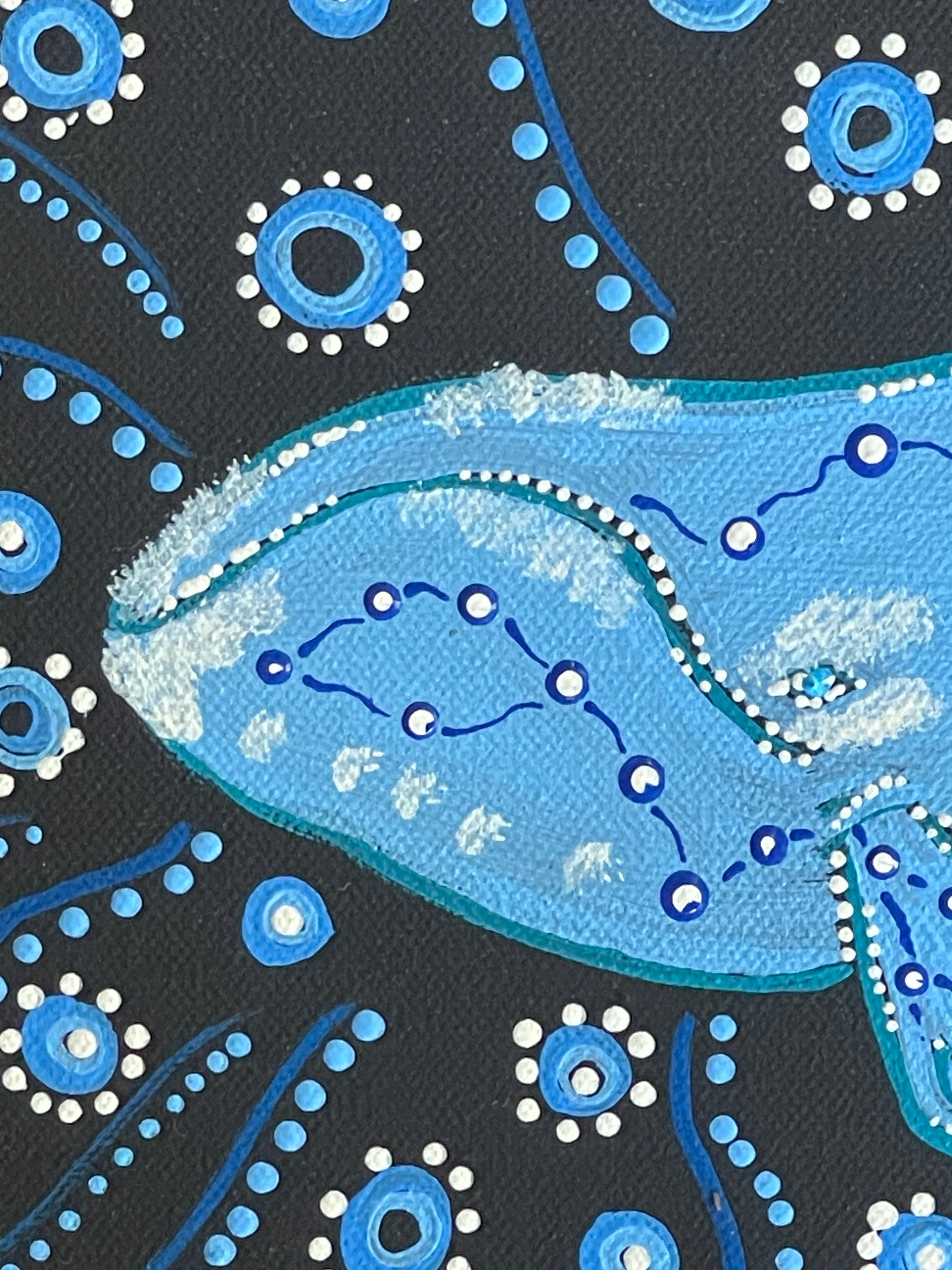 Deidre Burgoyne Rosier - Whale Dreaming - 30x30cm .90-7 *stretched ready to hang*