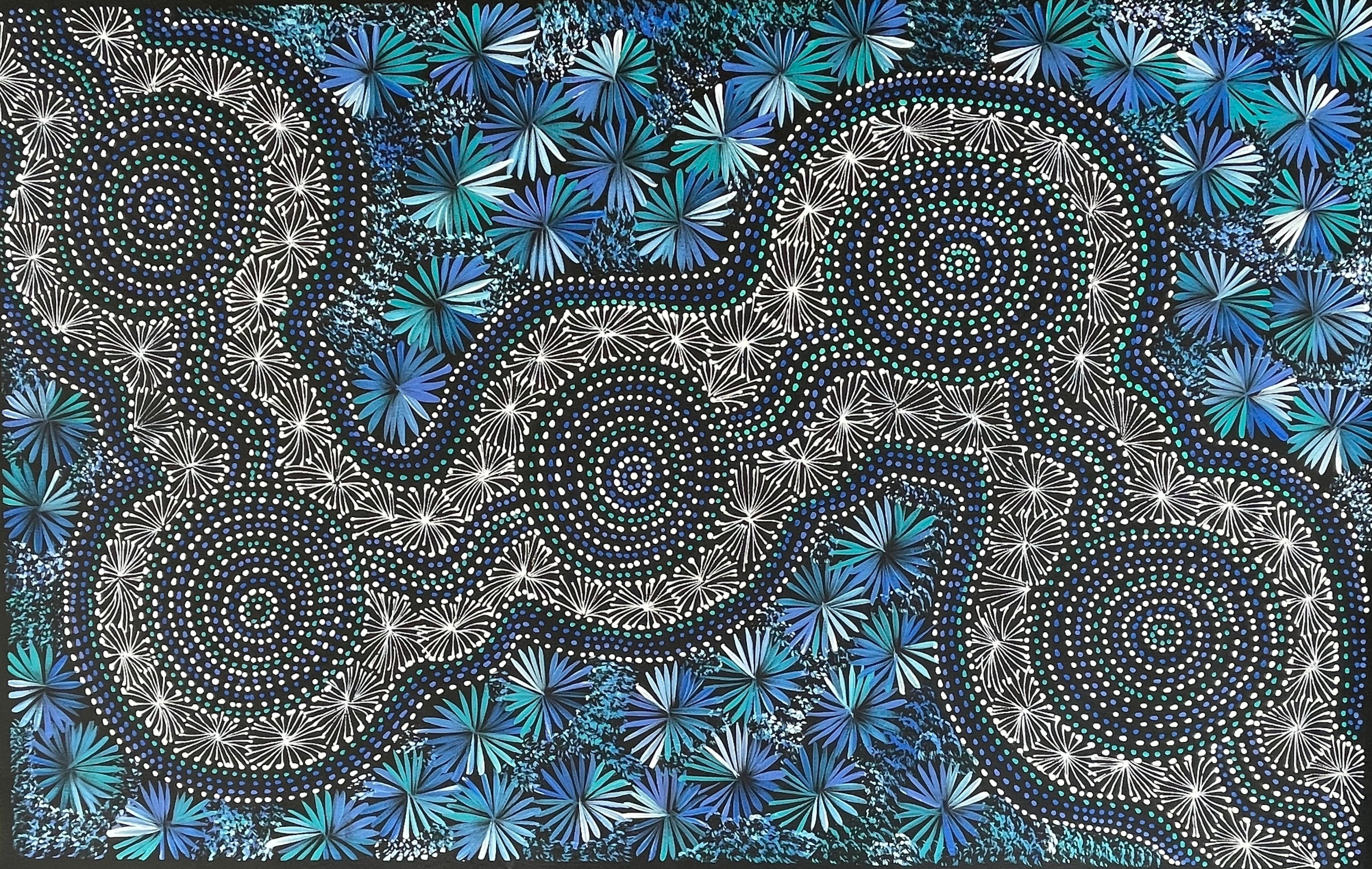 Selina Numina Kamprina - Bush Medicine Leaves with Spinifex Grass - 137x86cm .84-5