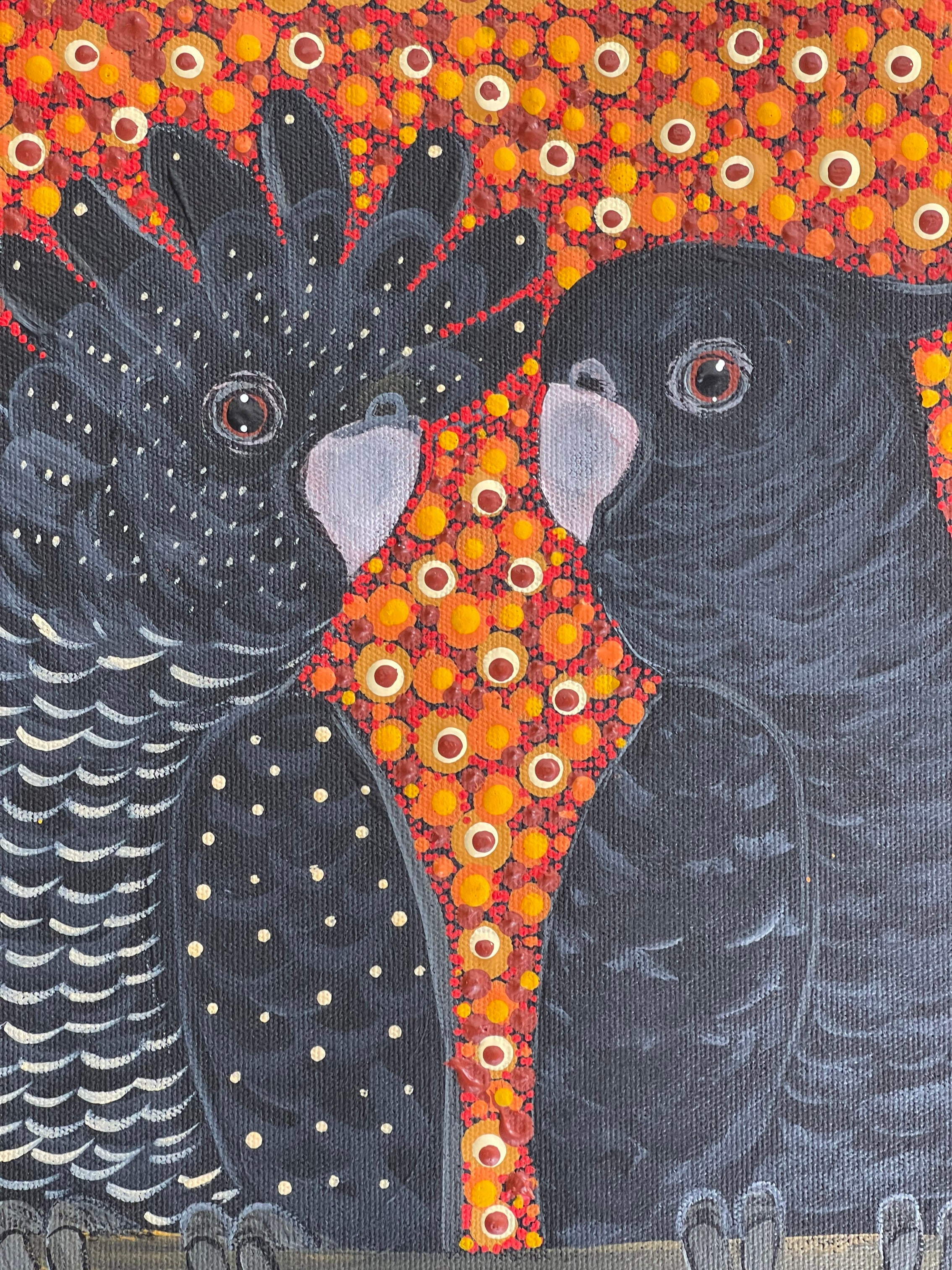 Kathleen Buzzacott - Redtail Black Cockatoos - 30x30cm .74-10