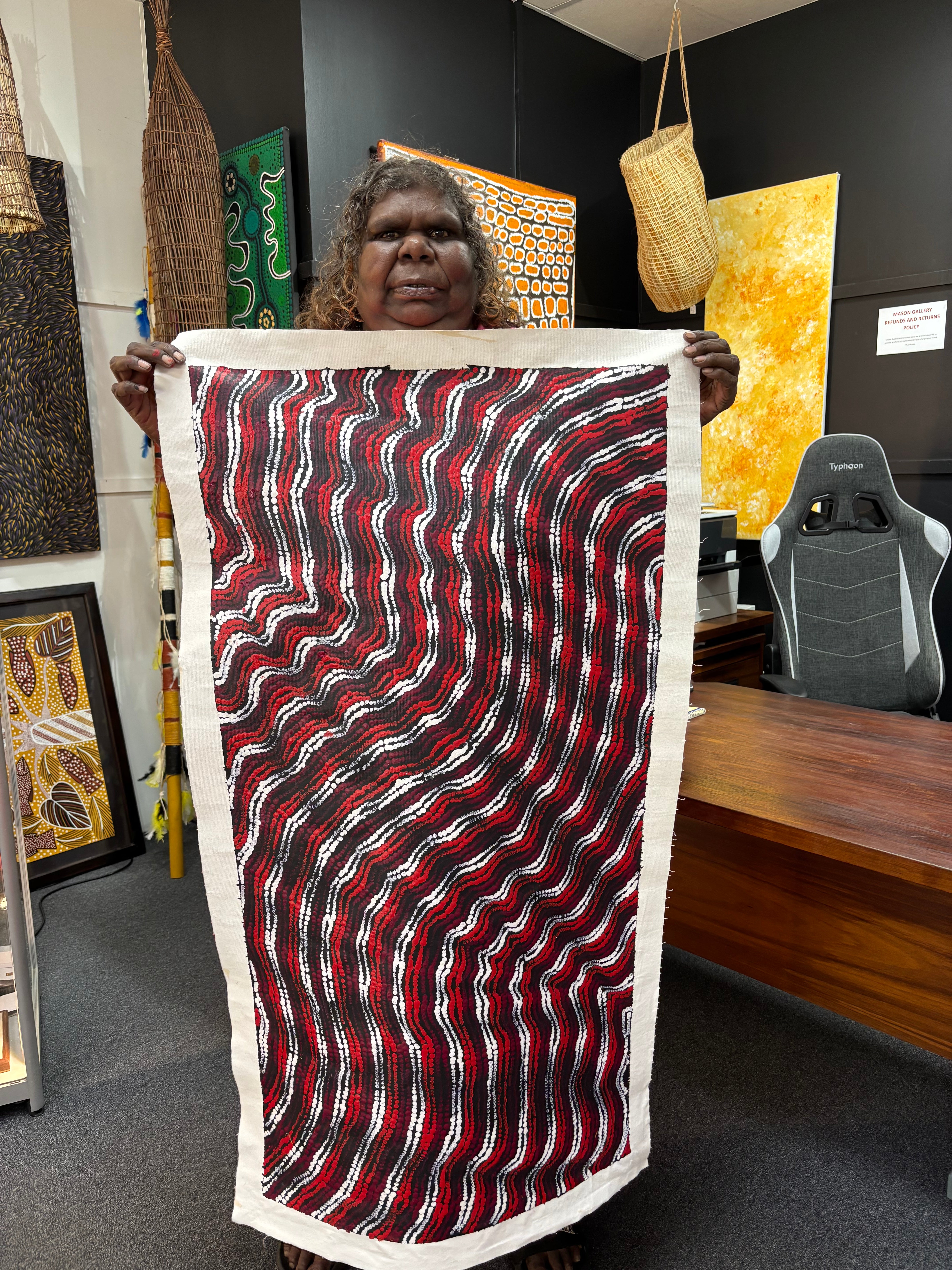 Maria Nampijinpa Brown - Pamapardu Jukurrpa (Flying Ant Dreaming) - 110x59cm .27-2