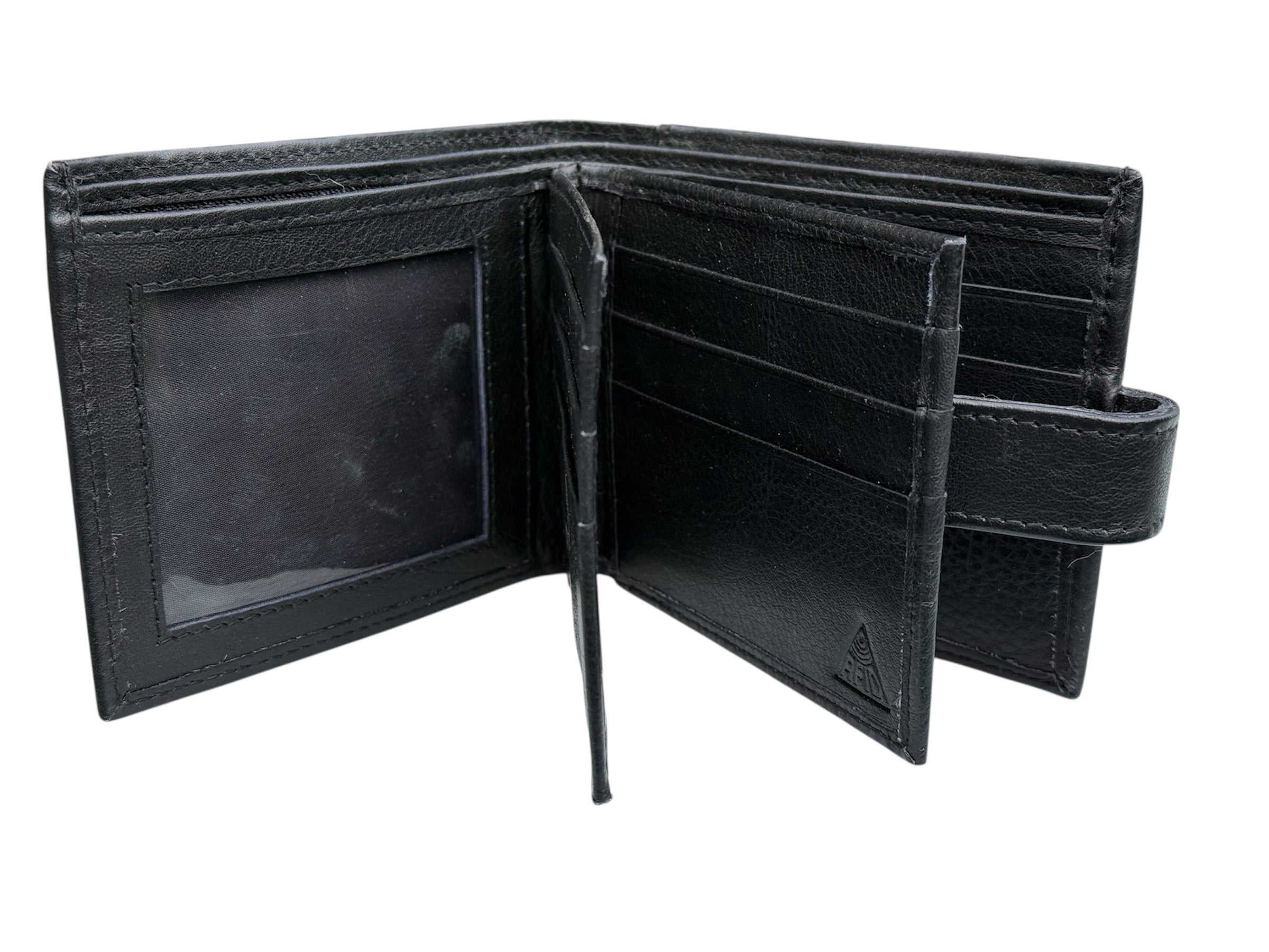 Men's Black Leather Wallet - Bunjil the Wedge Tailed Eagle - Mick Harding