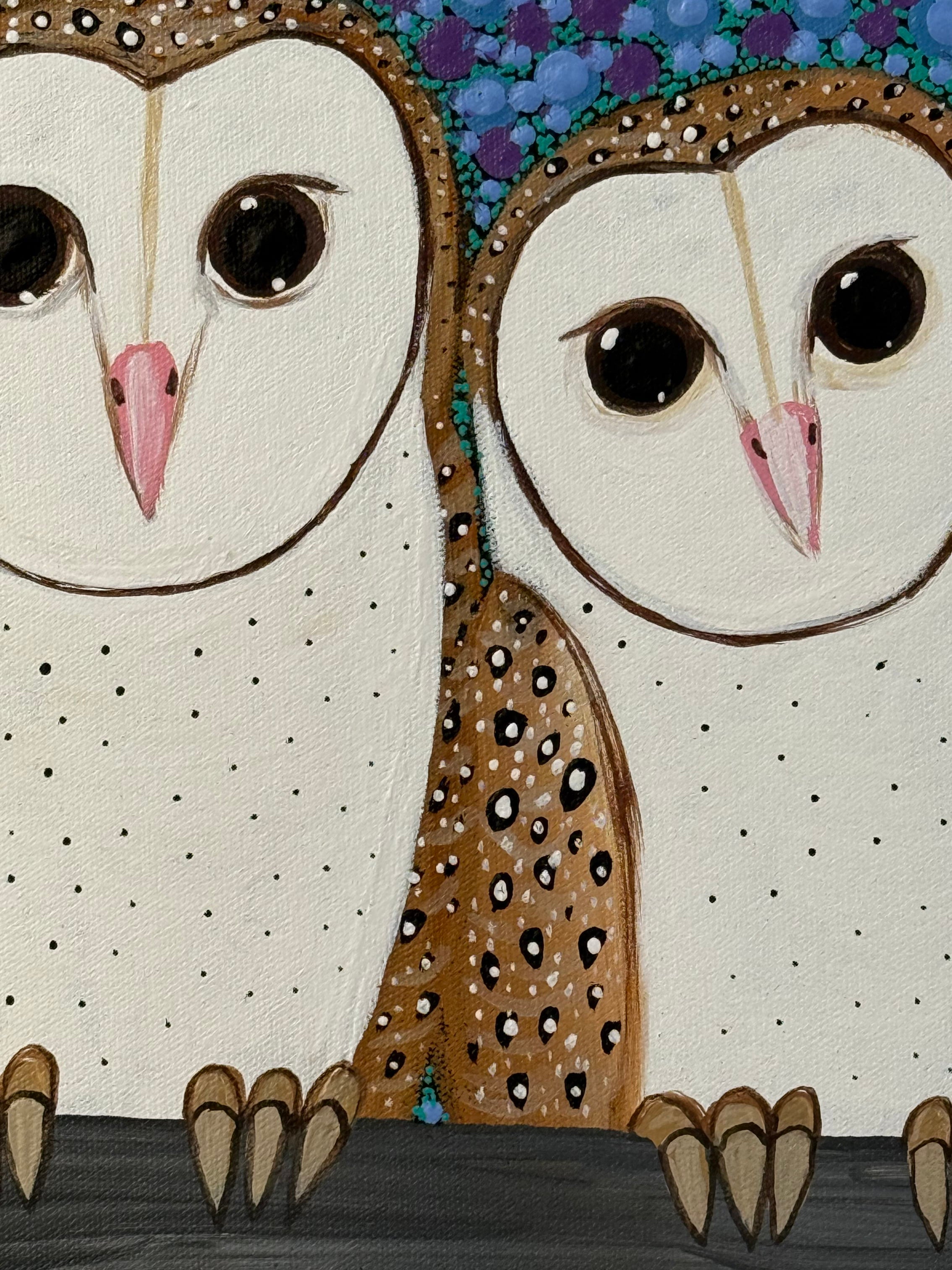 Kathleen Buzzacott - Barn Owls - 30x30cm .17-6