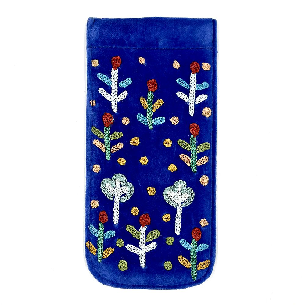 Velvet Embroidered Spec Case - Rosie Ross (Blue)