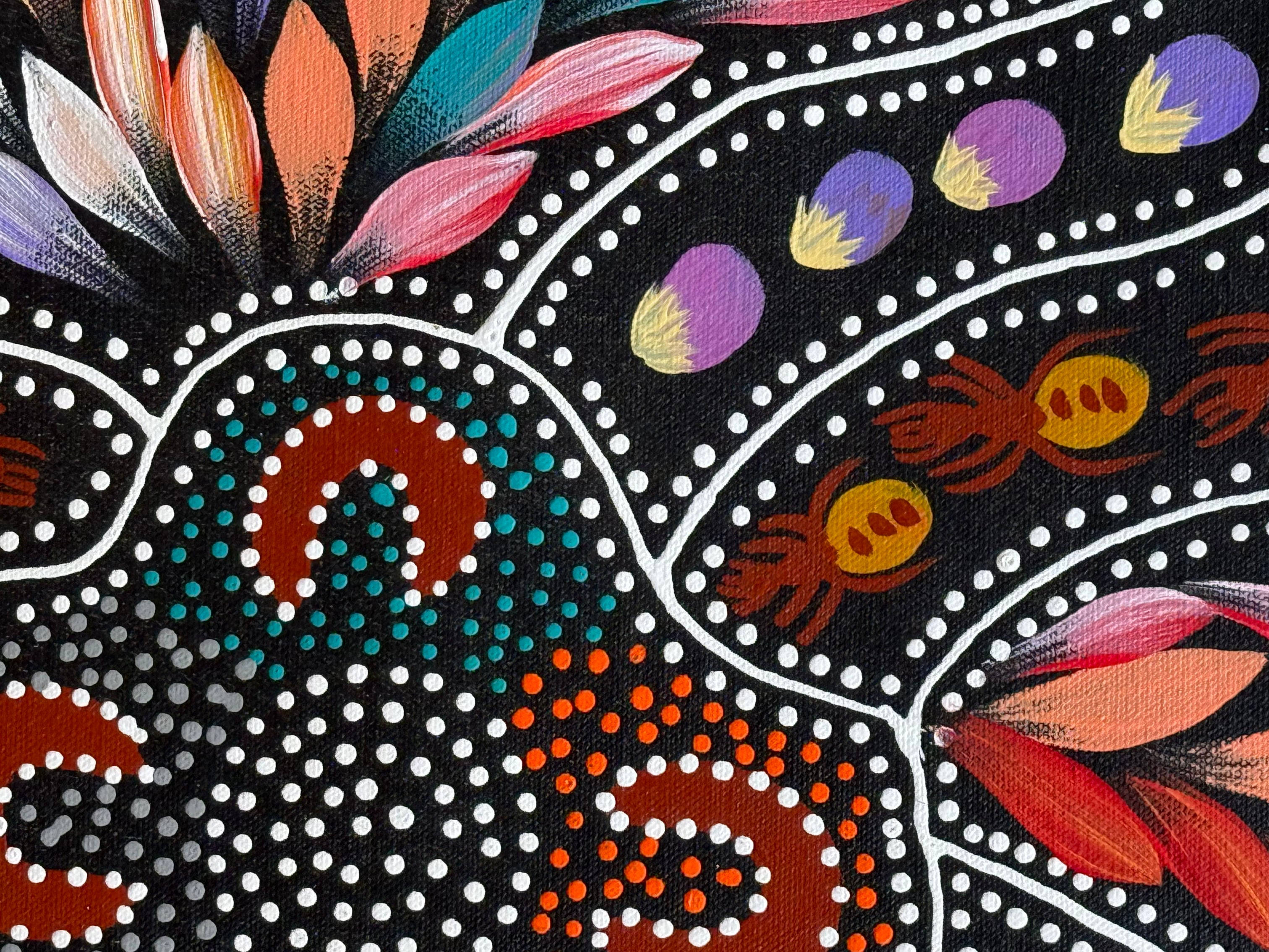 Jacinta Numina Waugh - Women Hunting for Bush Medicine Leaves, Bush Plums, Bush Tomatoes, Honey-Ants - 38x52cm .30-8