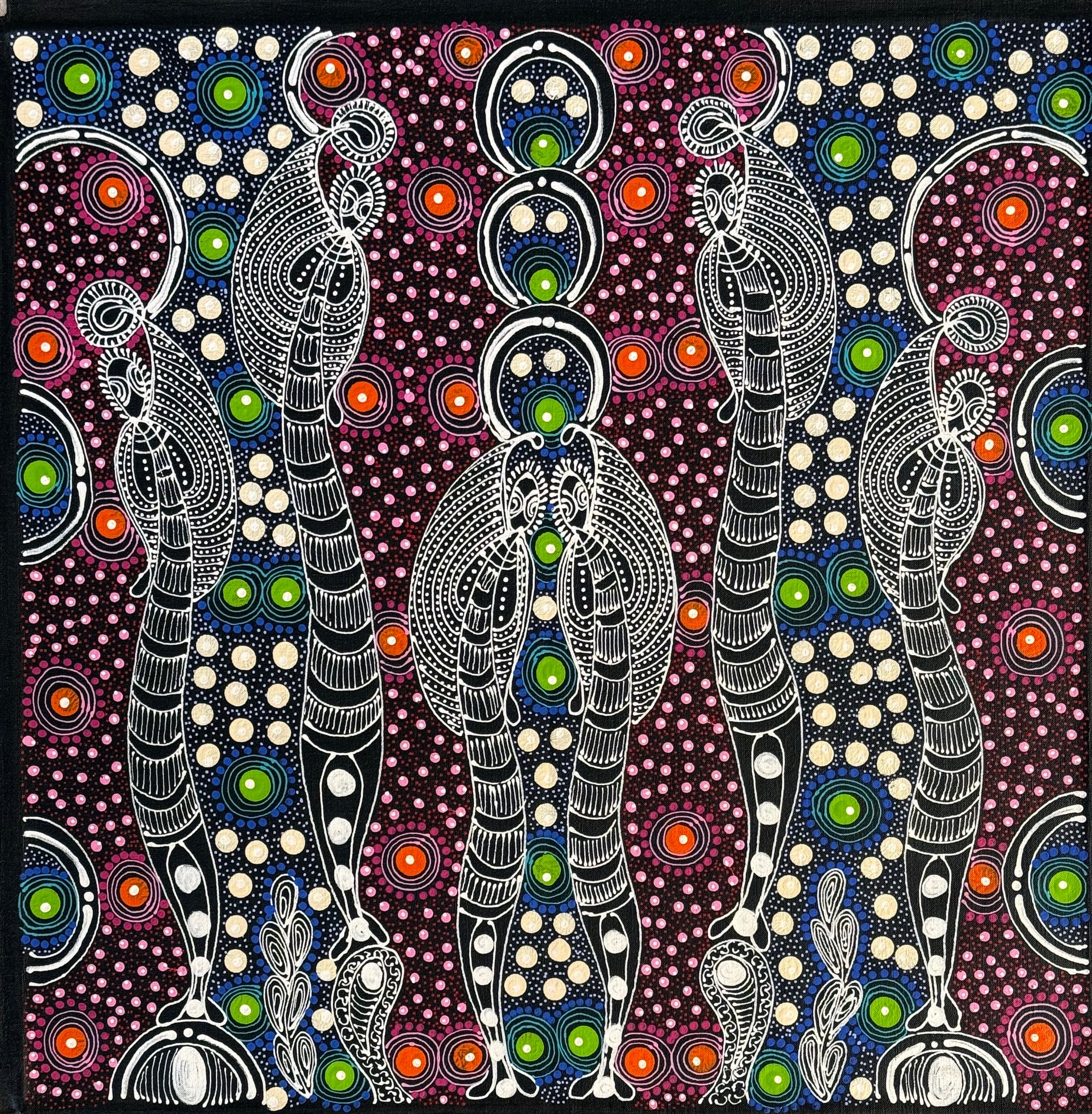 Colleen Wallace Nungarray - Dreamtime Sisters - 60x60cm .27