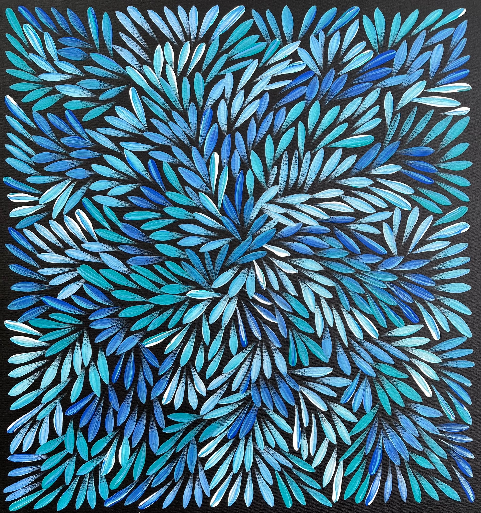 Sharon Numina Bush Medicine Leaves Blue Artwork | Small Painting ...