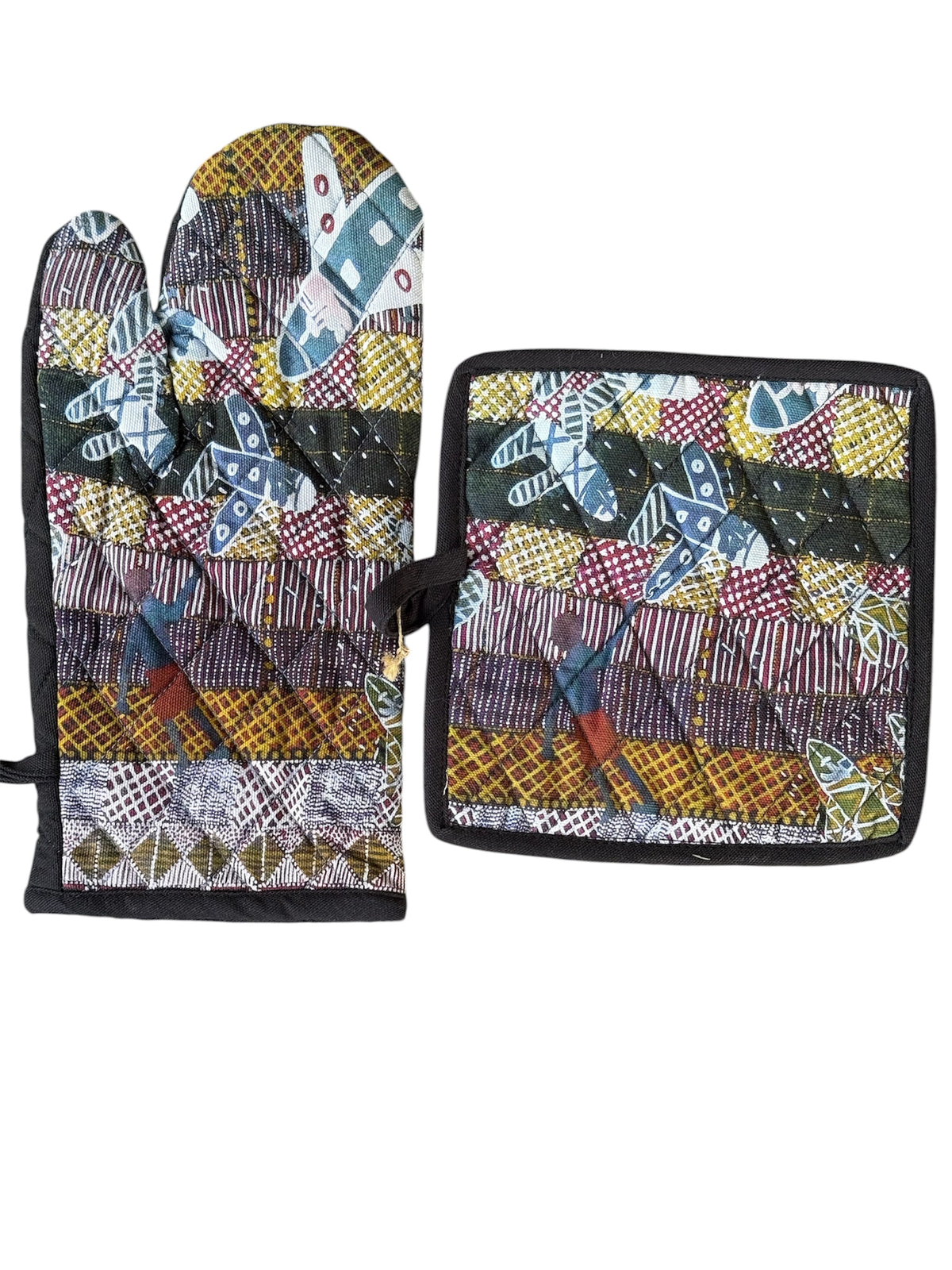 Cotton Oven Mit & Pot Holder Set - Susan Wanji Wanji