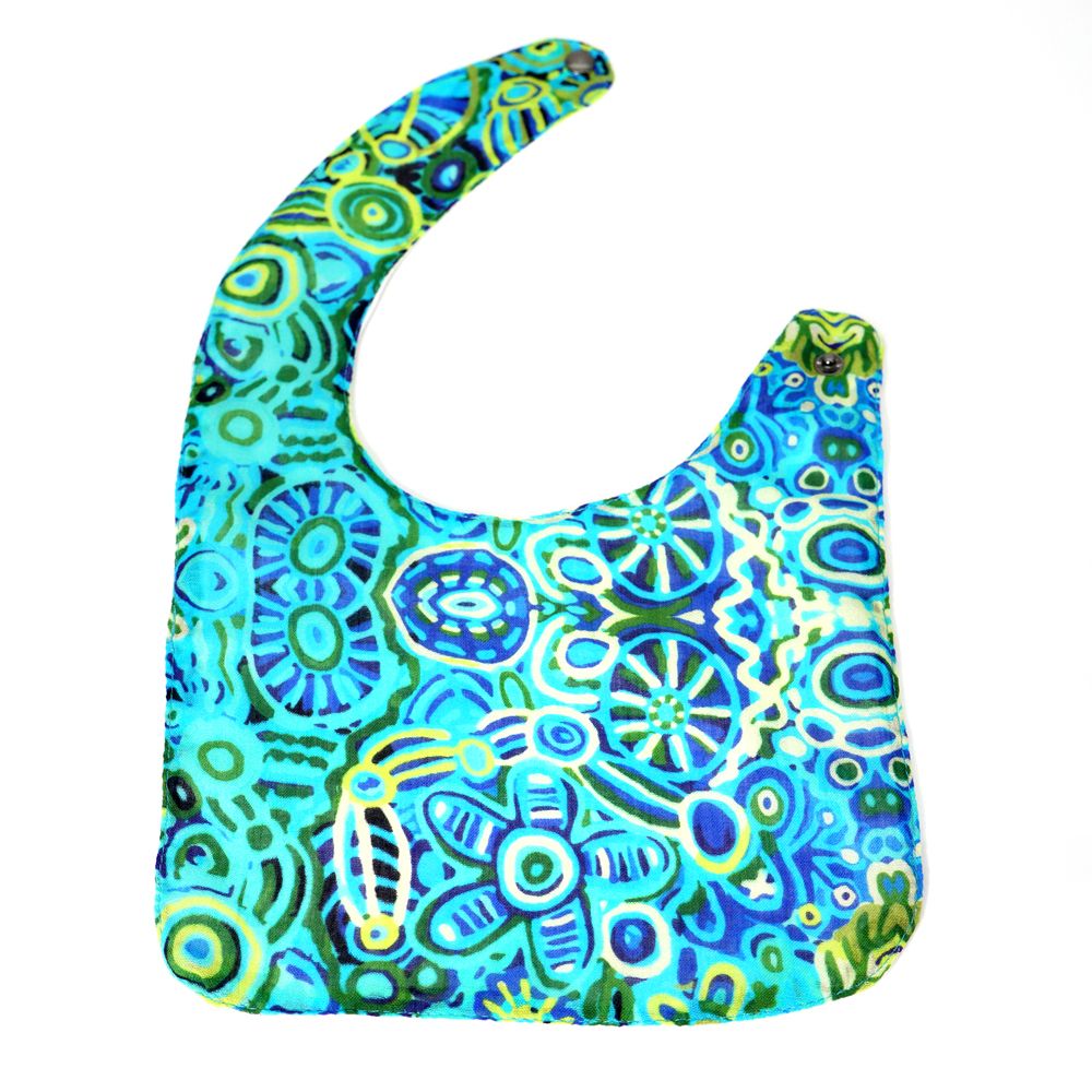 Organic Cotton Bib - Cedric Varcoe (blue/green)