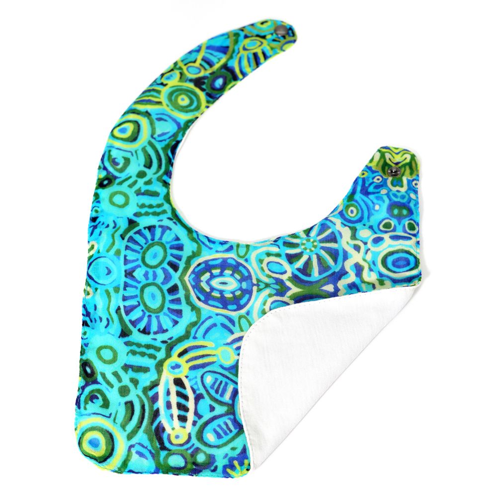 Organic Cotton Bib - Cedric Varcoe (blue/green)