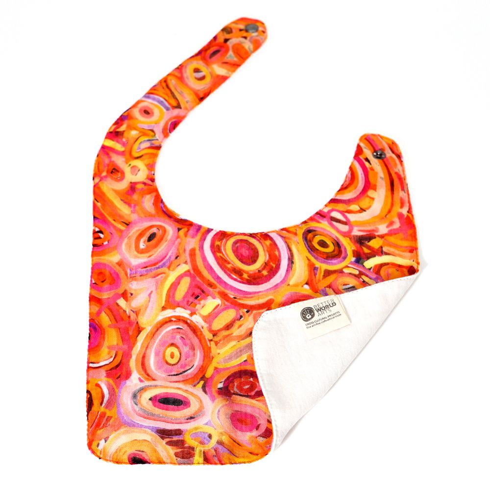 Organic Cotton Bib - Cedric Varcoe (pink/orange)