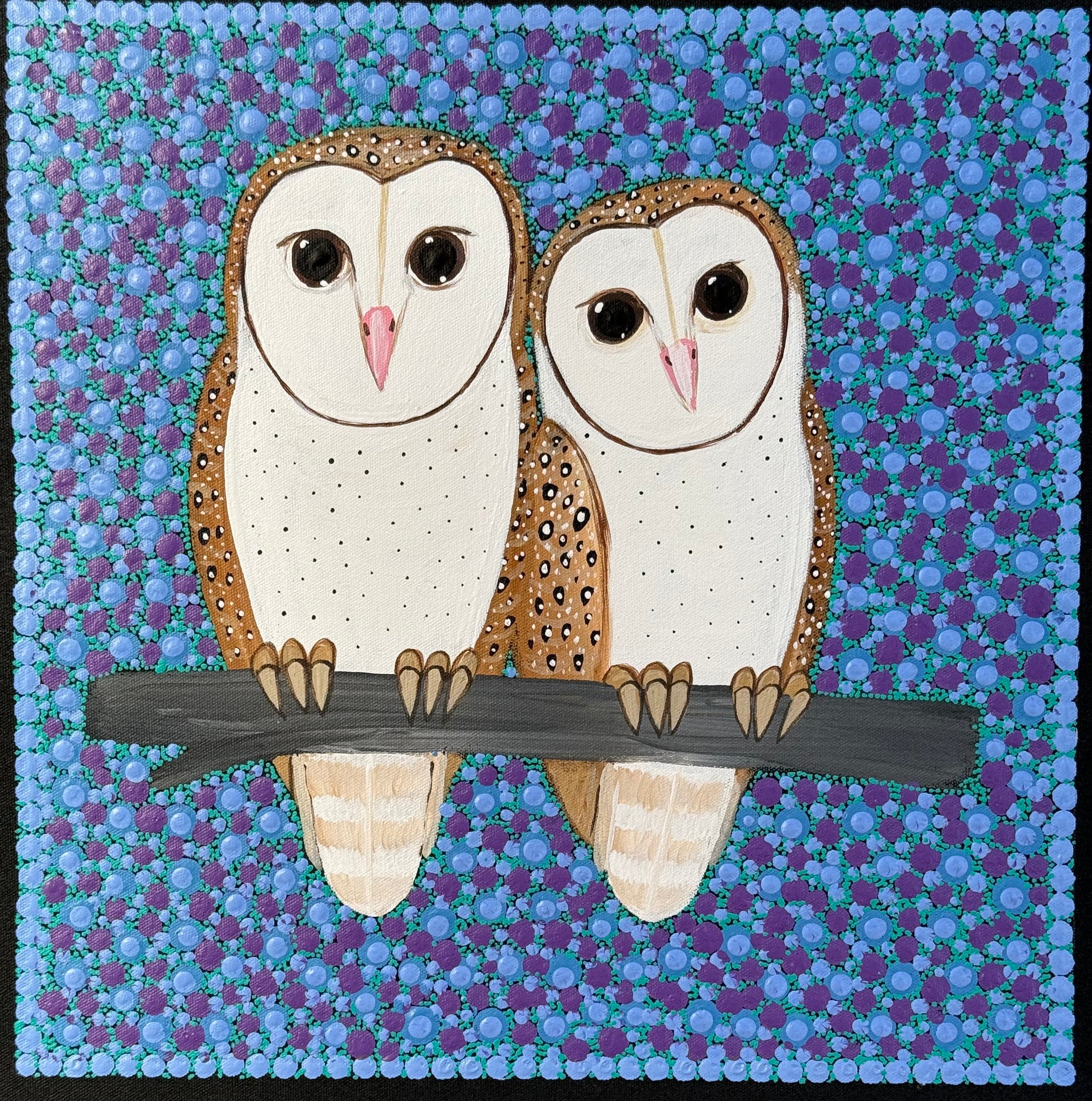 Kathleen Buzzacott - Barn Owls - 30x30cm .17-6