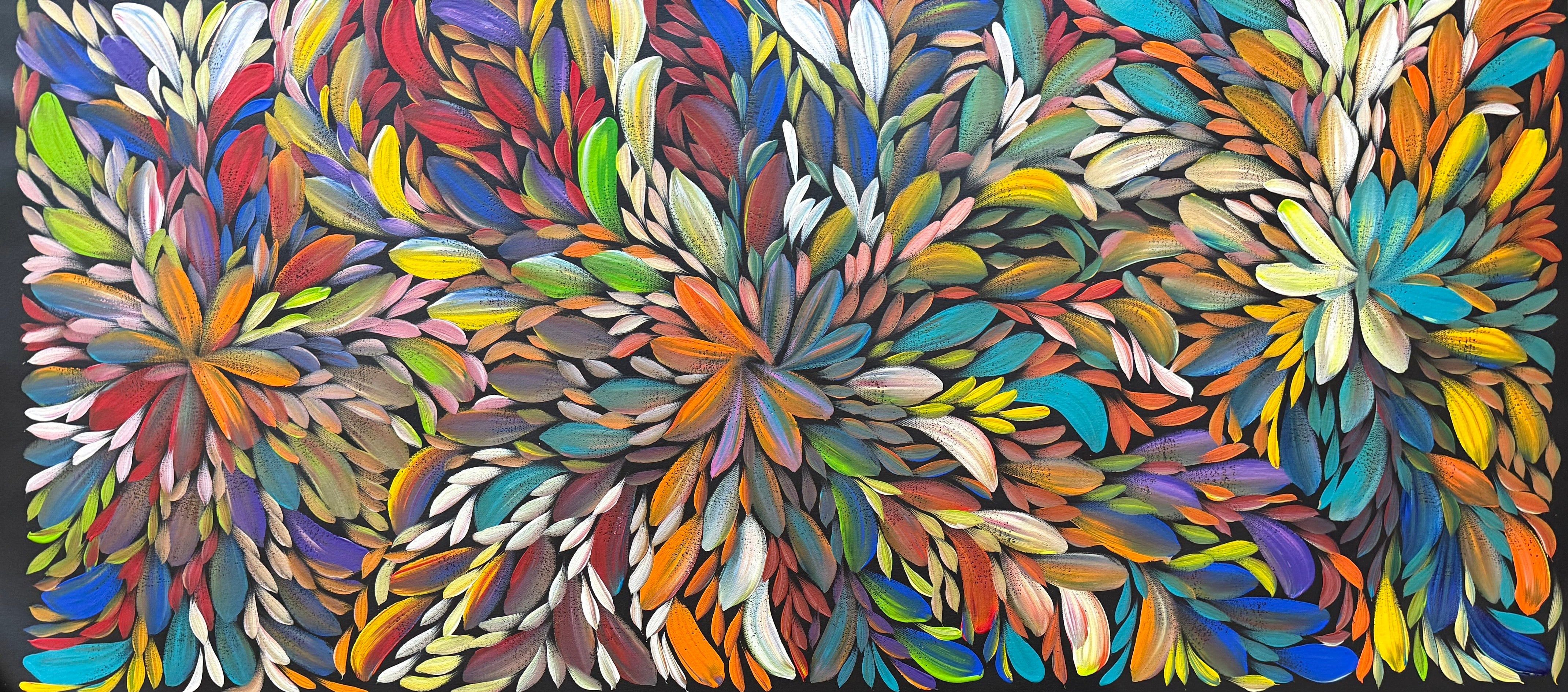 Louise Numina Napananka - Bush Medicine Leaves, Healing Leaves - 129x59cm .22-13