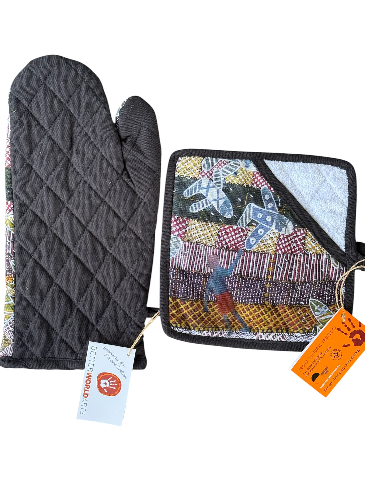 Cotton Oven Mit & Pot Holder Set - Susan Wanji Wanji