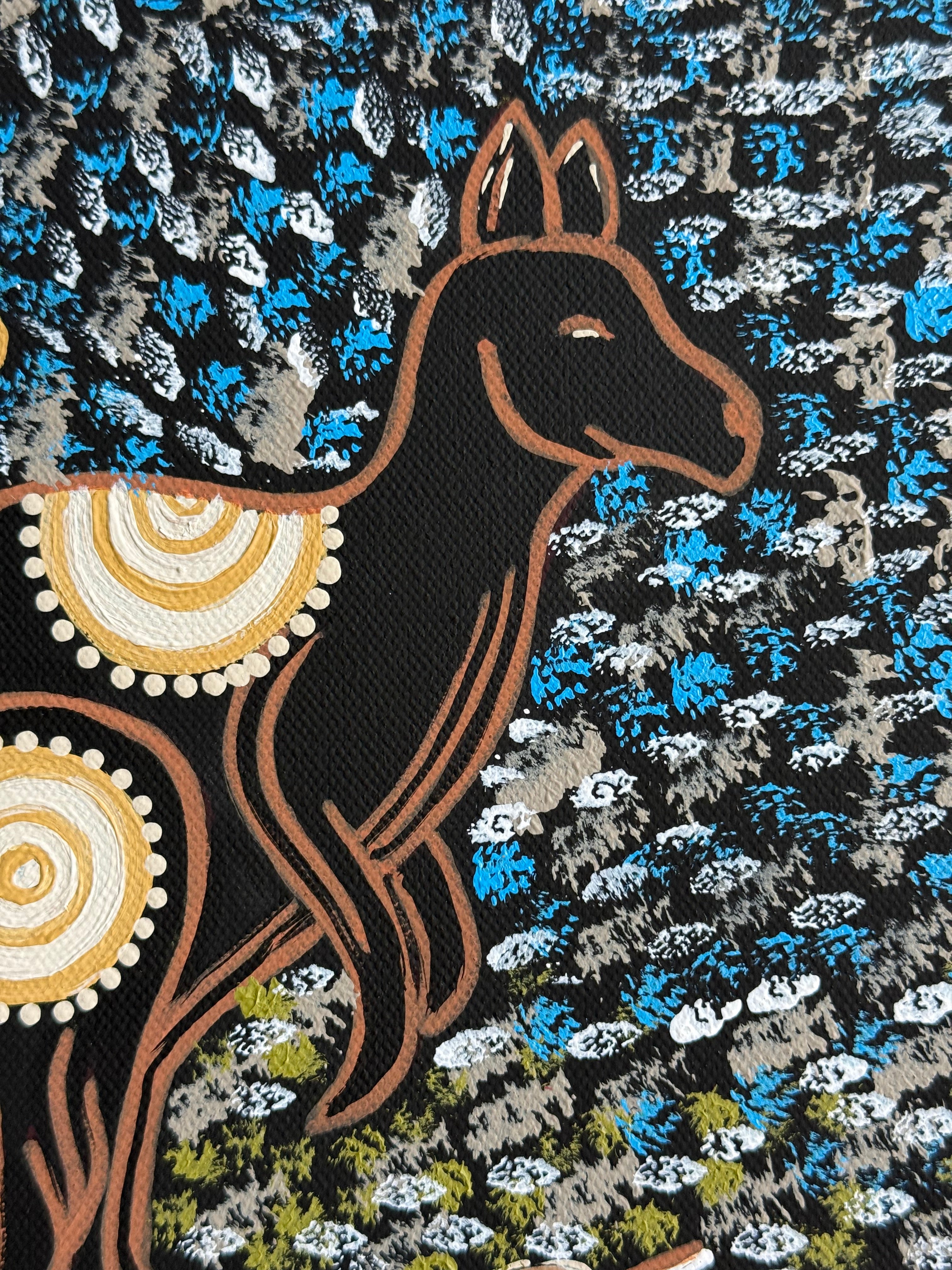 Deidre Burgoyne Rosier - Kangaroo Looking For Food *pre-stretched* .18-9