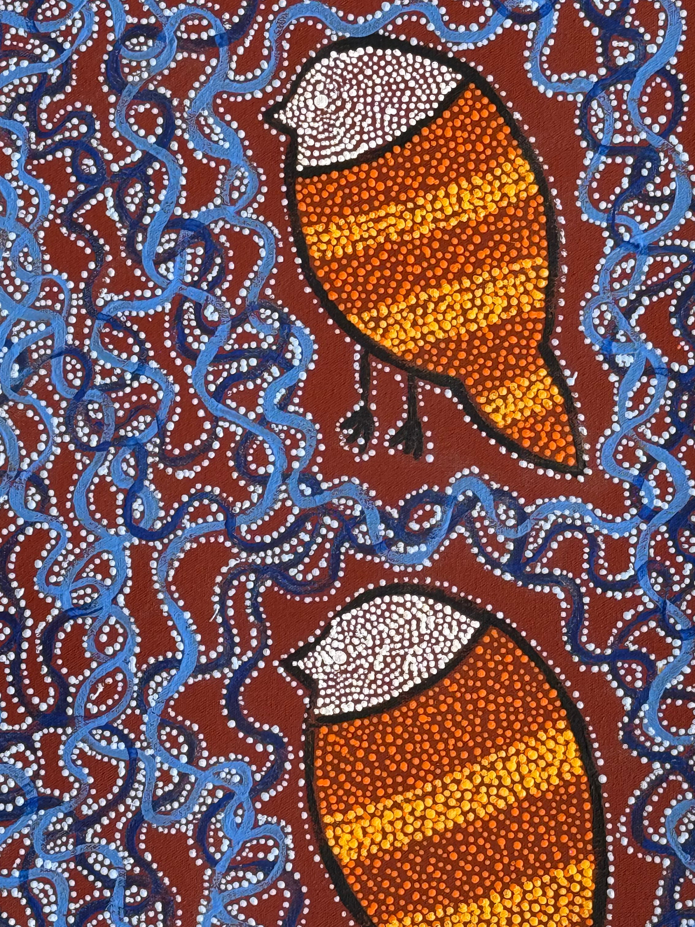 Geraldine Napangardi Granites - Ngalyipi Jukurrpa (Snakevine Dreaming) Mina Mina - 46x46cm