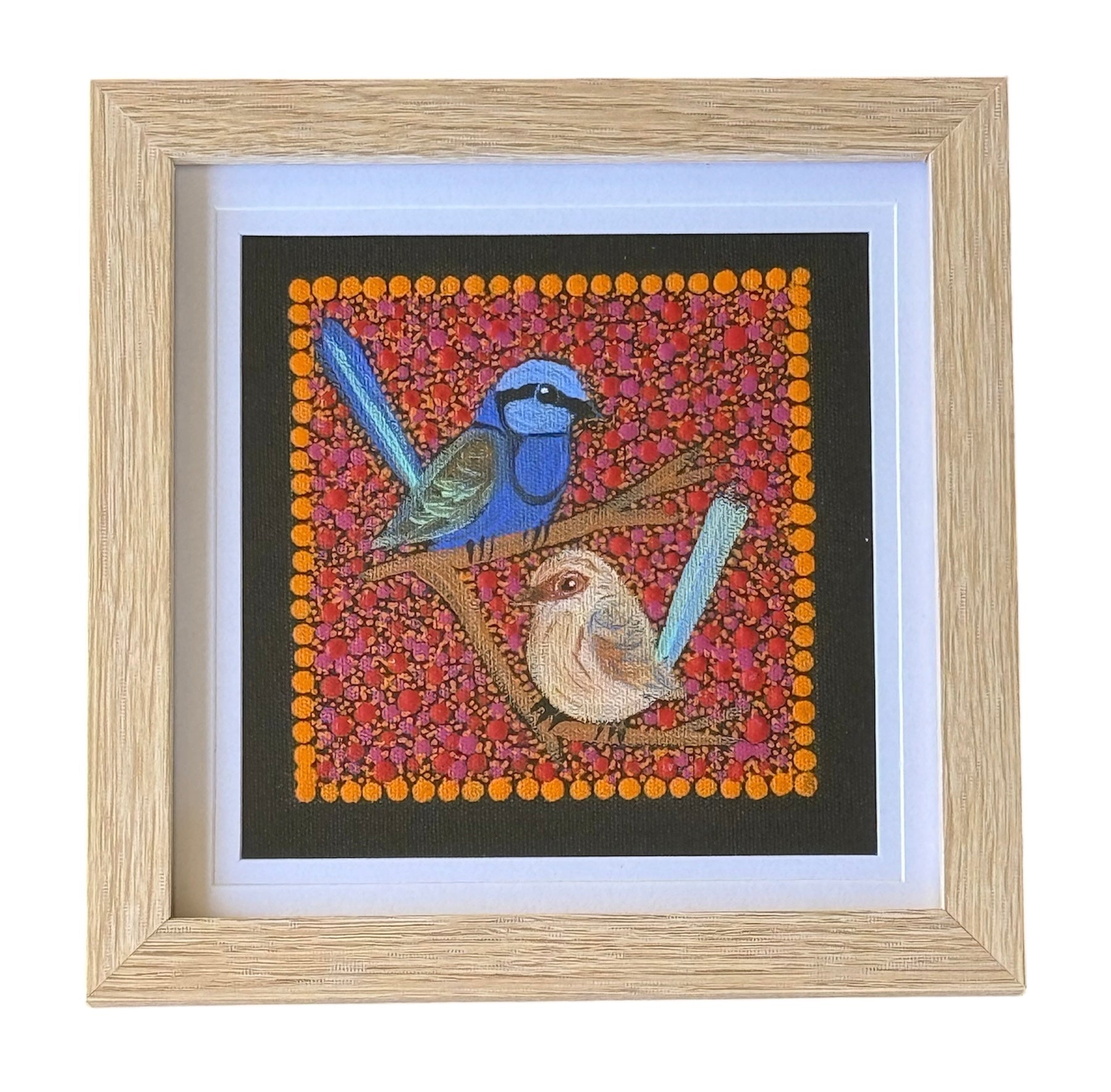 Kathleen Buzzacott - Blue Fairy Wrens - Small, Framed .507