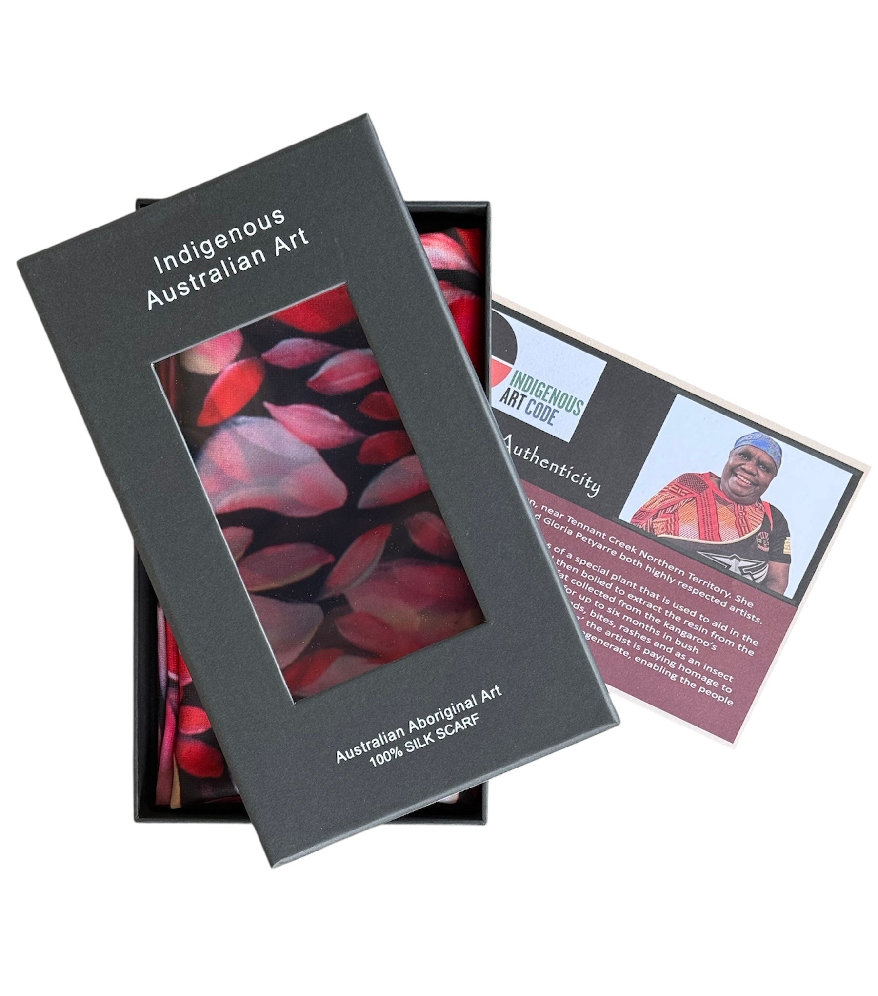 Silk Scarf - Louise Numina - Bush Medicine Leaves (Red)