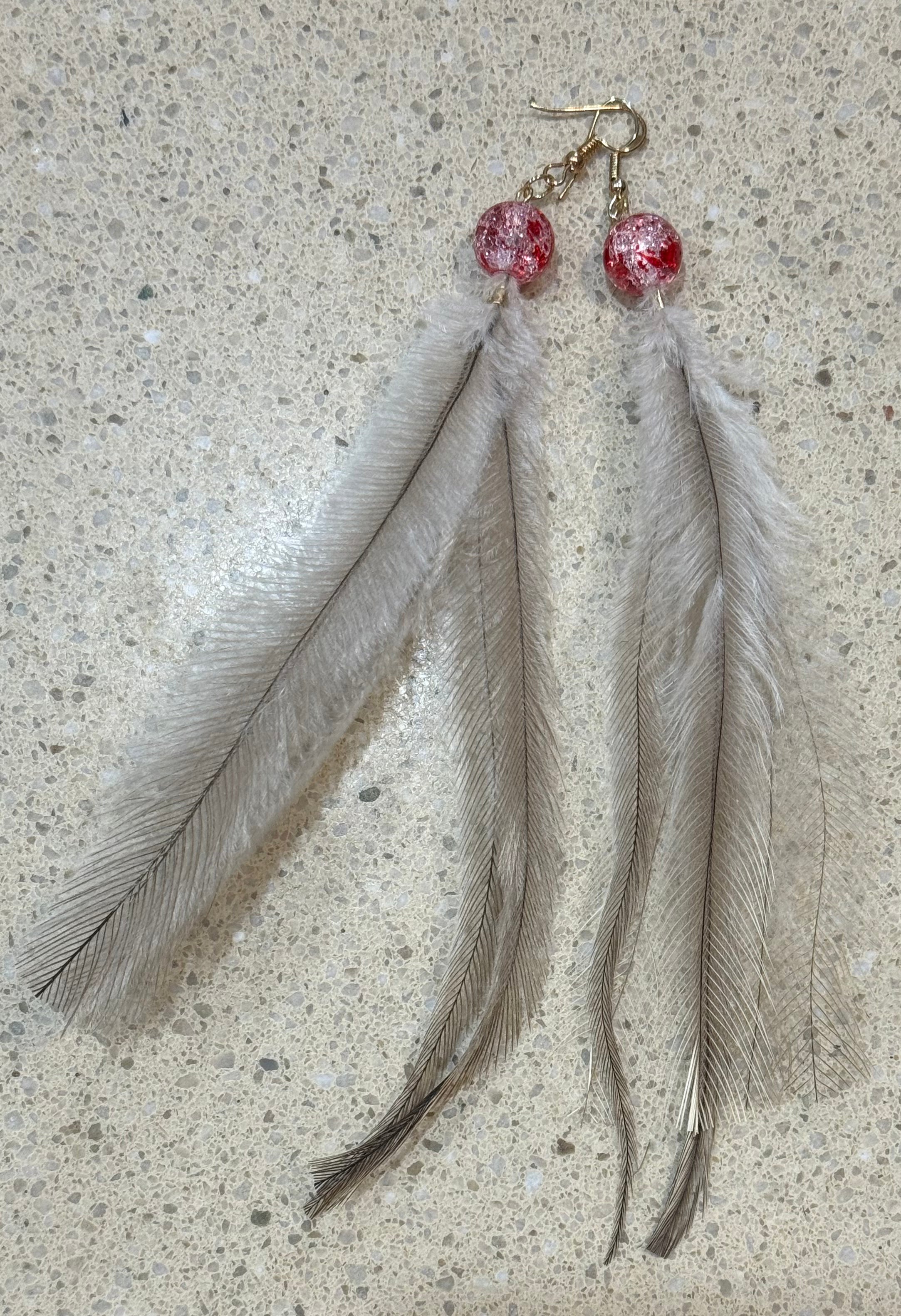 Emu Feather Earrings - Beads - Tamay Beam