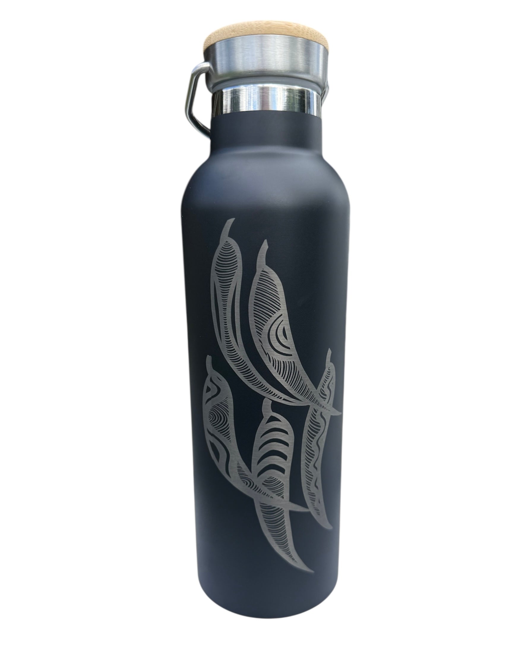 Insulated Bottle - Gum Leaves (Black) - Mick Harding