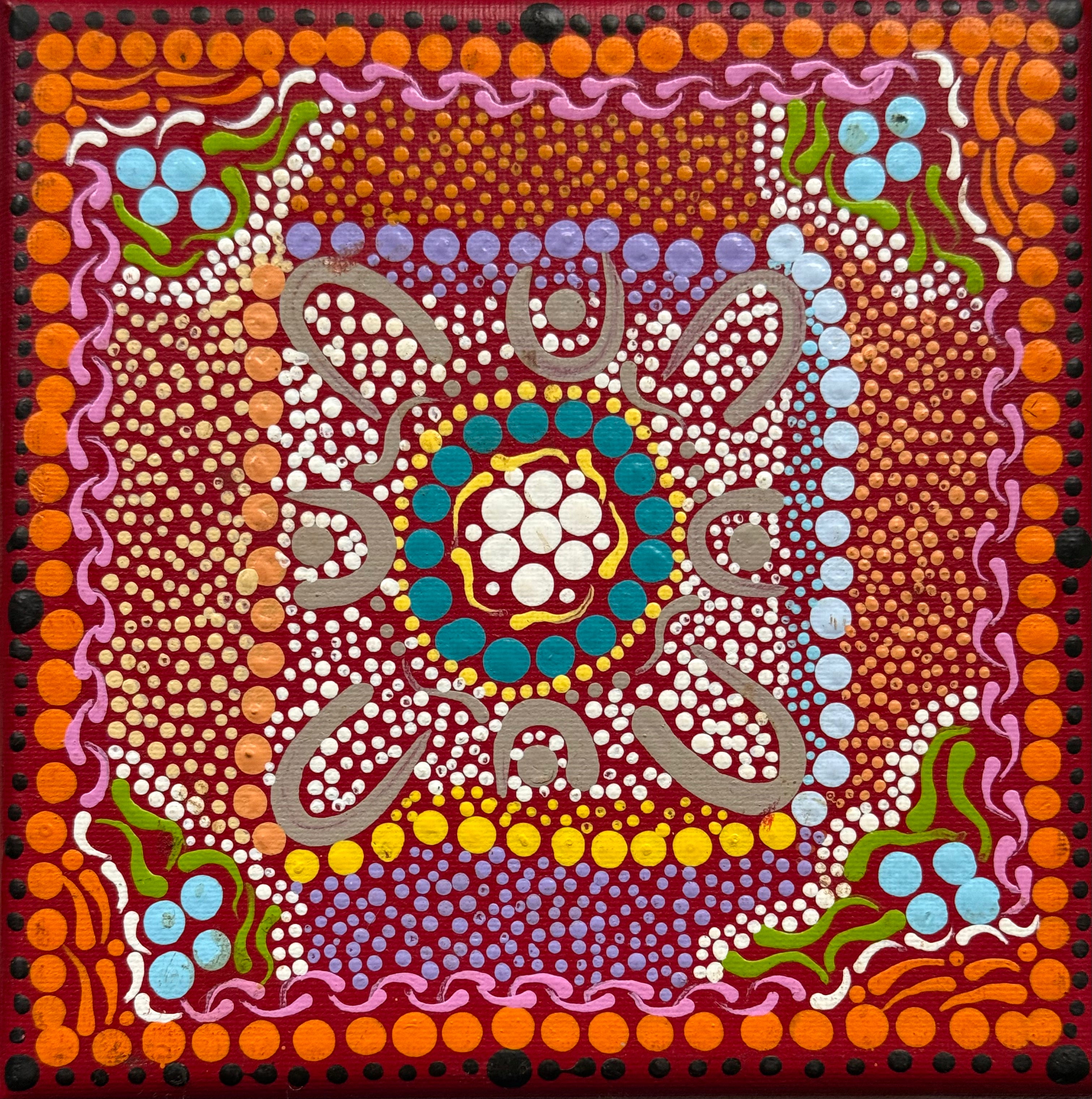 Margaret Napanangka Brown - Wanakiji Jukurrpa (Bush Tomato Dreaming) - Stretched