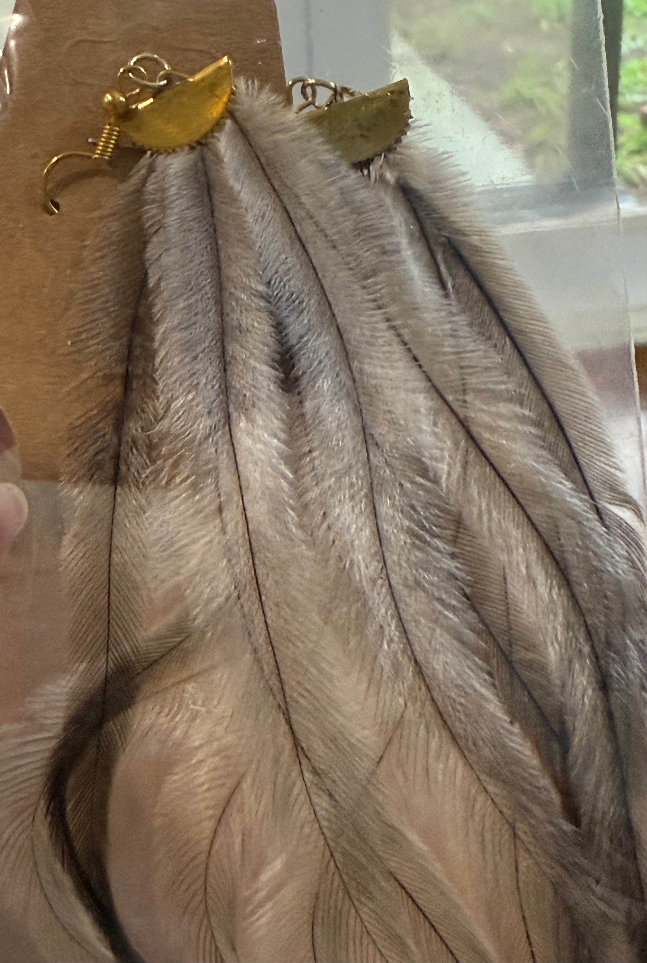 Emu Feather Earrings - Metal - Tamay Beam