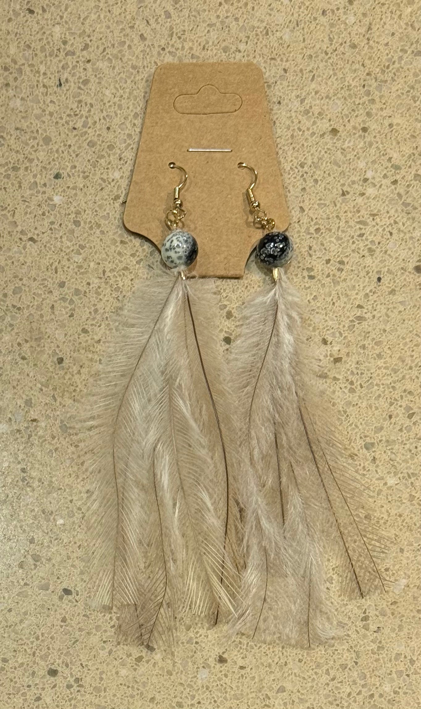 Emu Feather Earrings - Beads - Tamay Beam