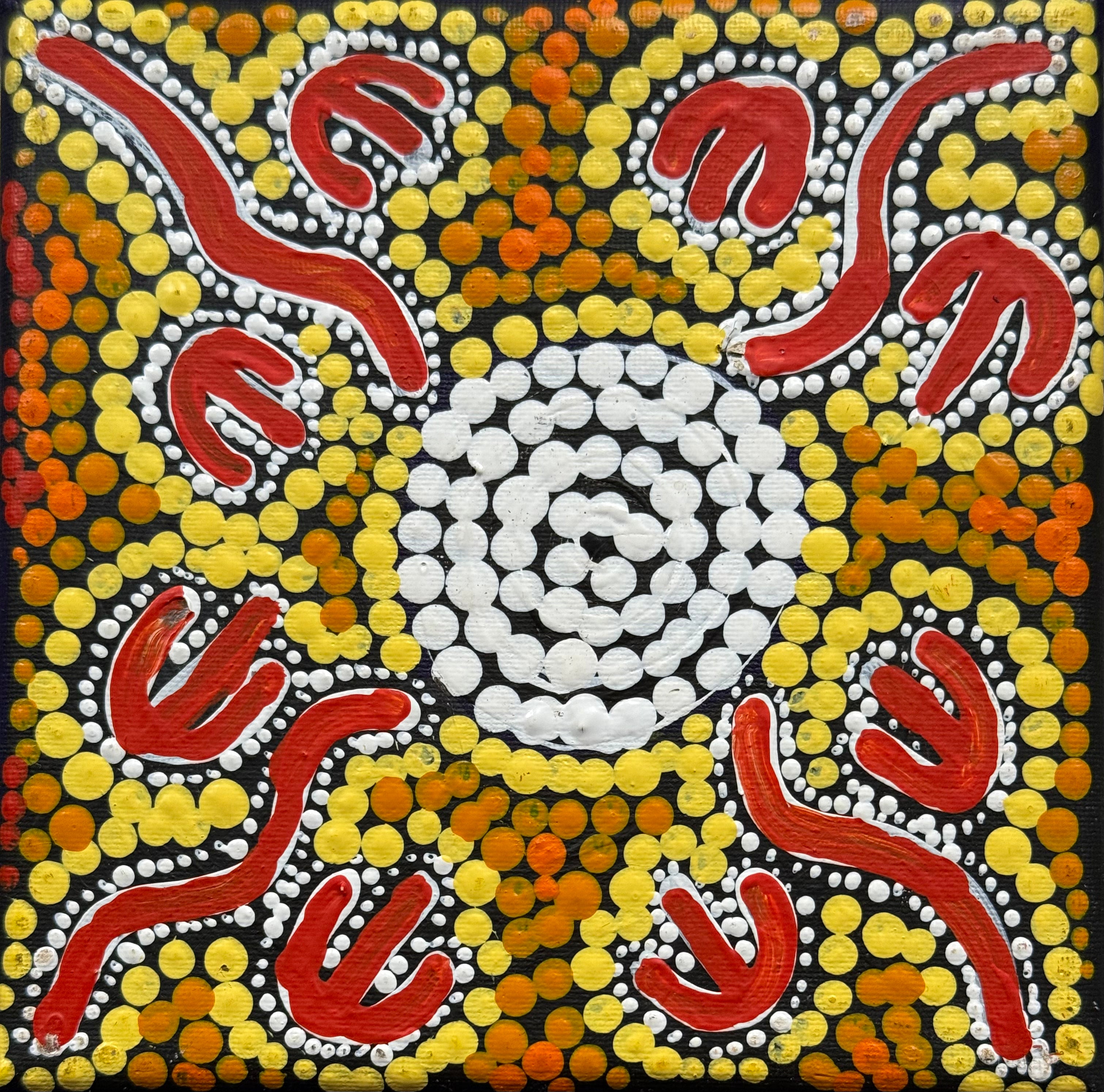 Jereline Nungarrayi Brown - Wardapi Jukurrpa (Goanna Dreaming) Yarripilangu - Stretched