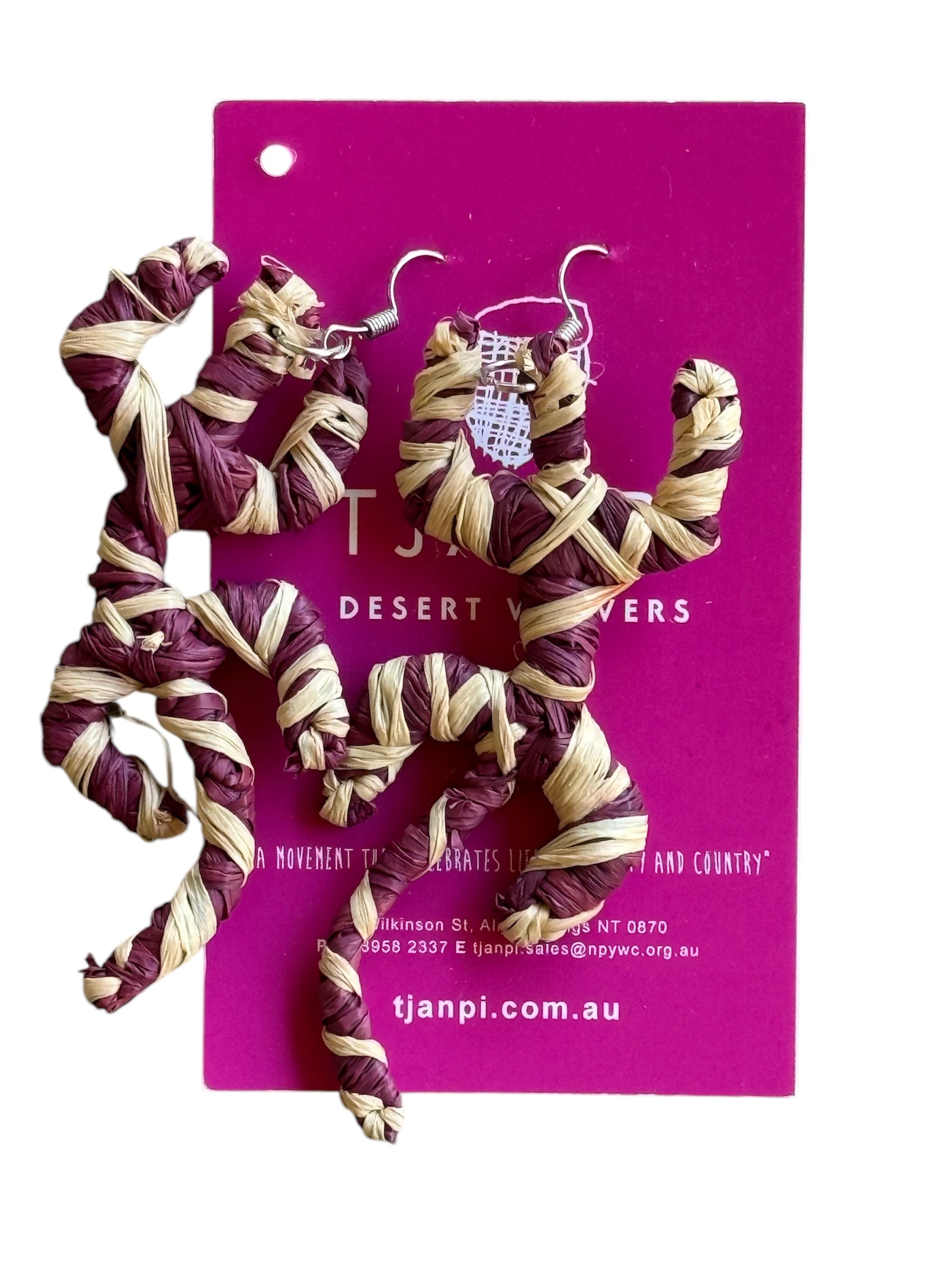 Raffia Woven Earrings - Lizard - Purple