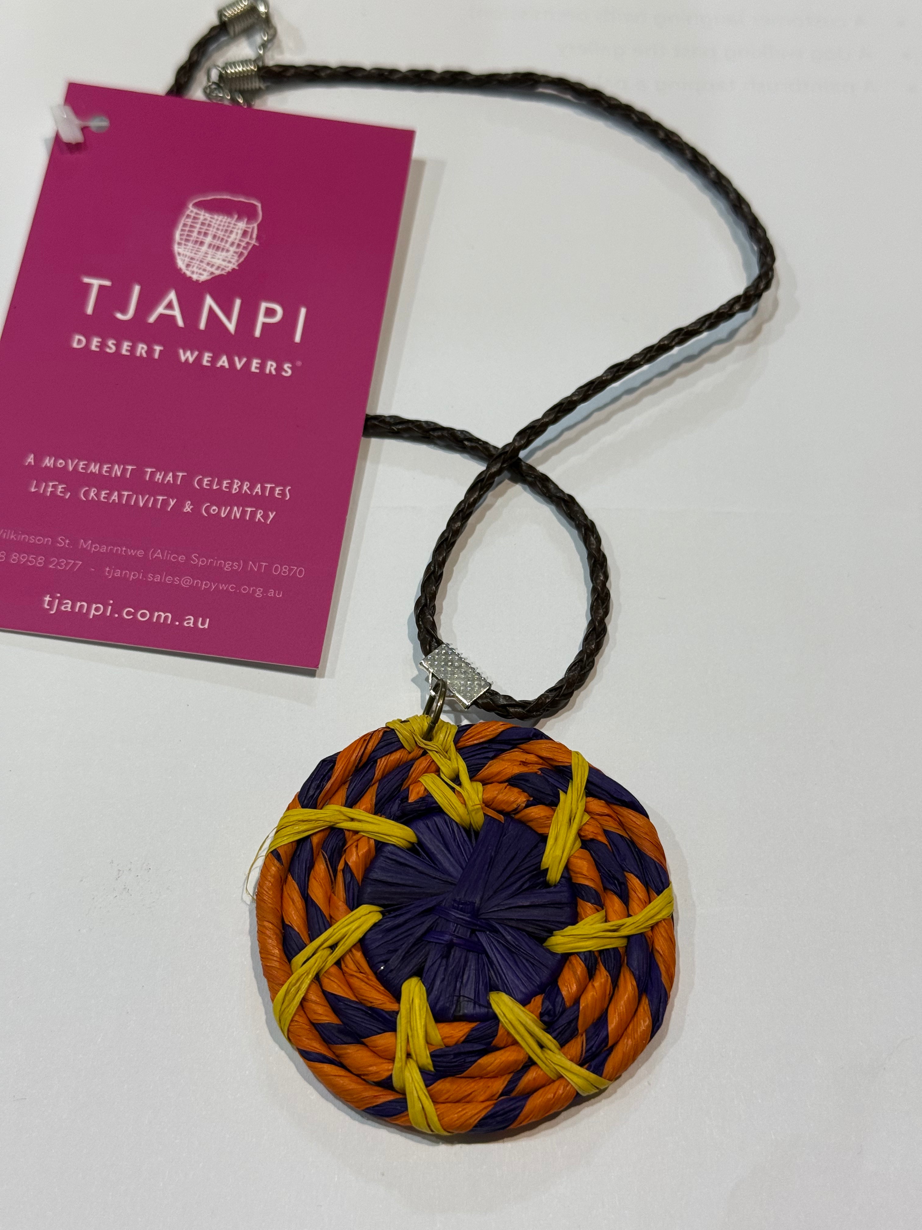 Raffia Woven Necklace - Eva Braeden (purple/orange)