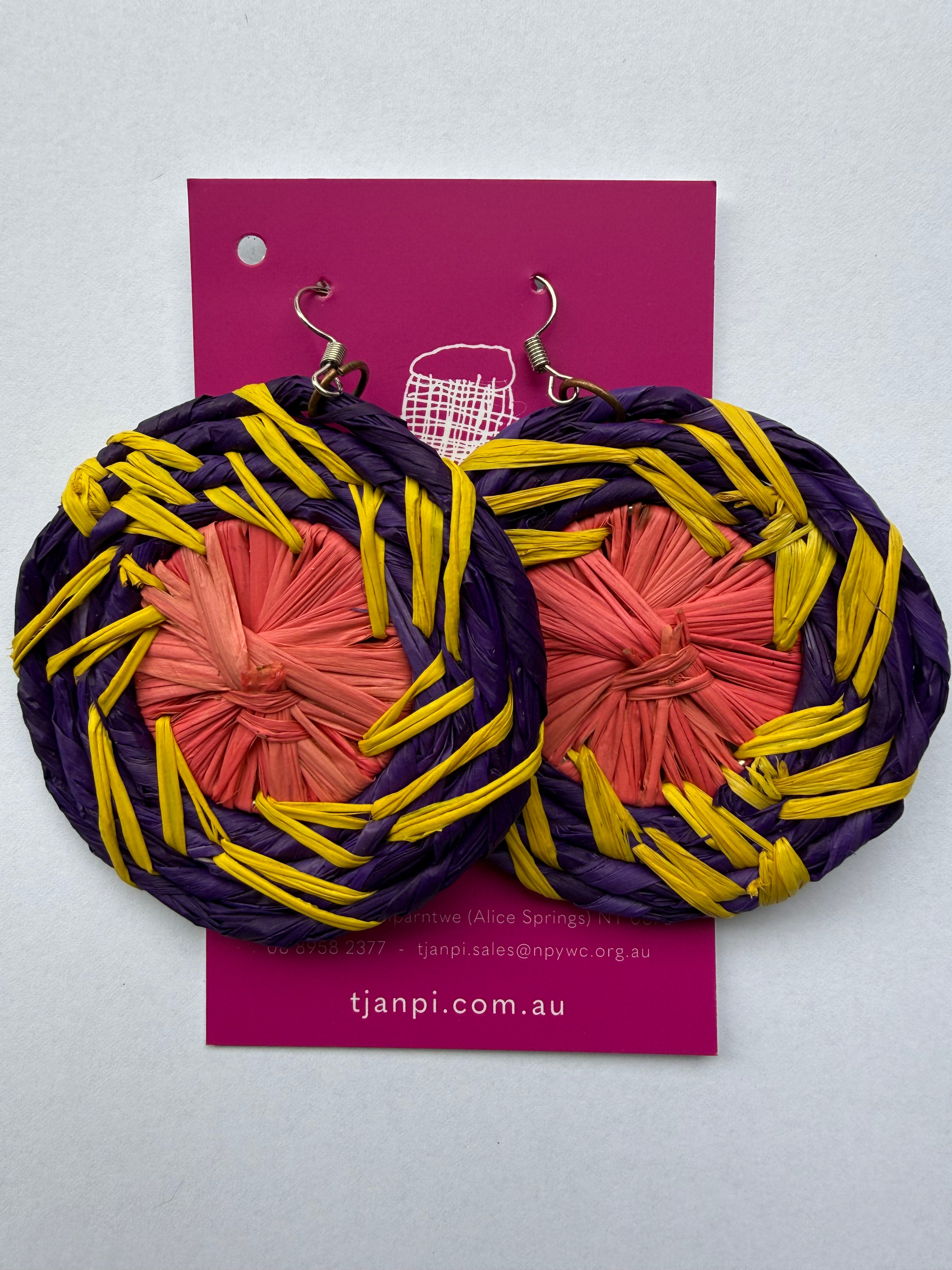 Raffia Woven Disc Earrings - Eva Braeden .312
