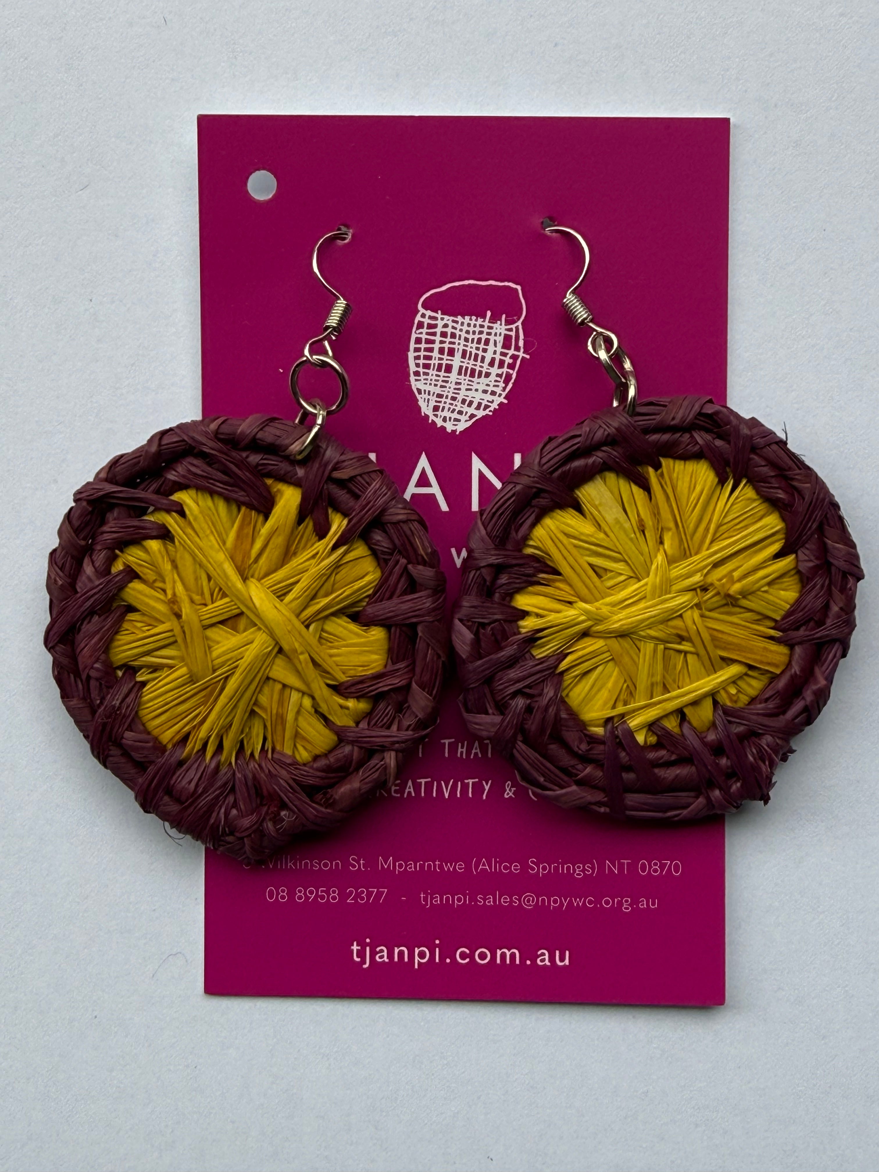 Raffia Woven Disc Earrings - Eva Braeden .311
