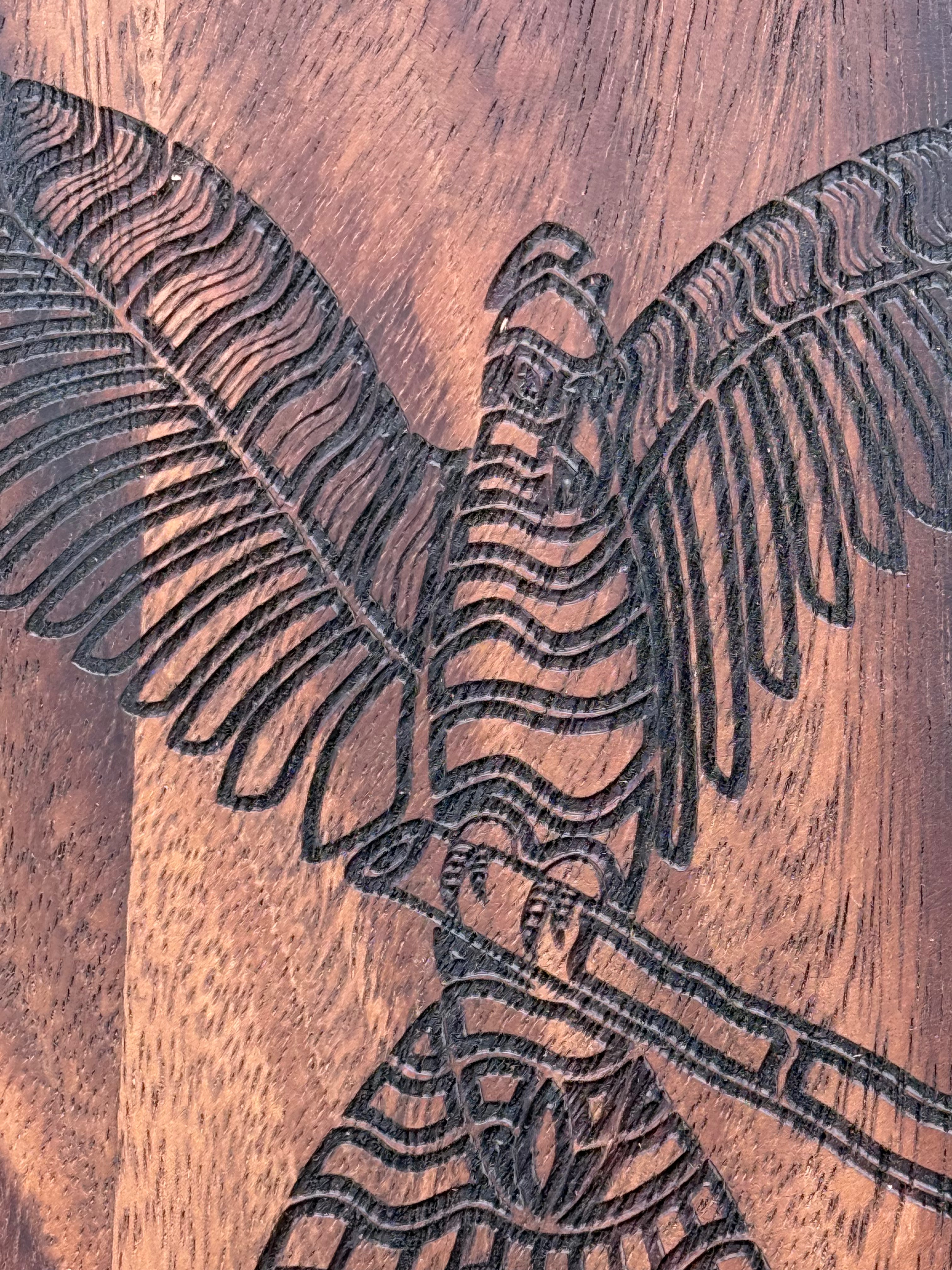 Acacia Square Board - Black Cockattoo On Branch - Mick Harding