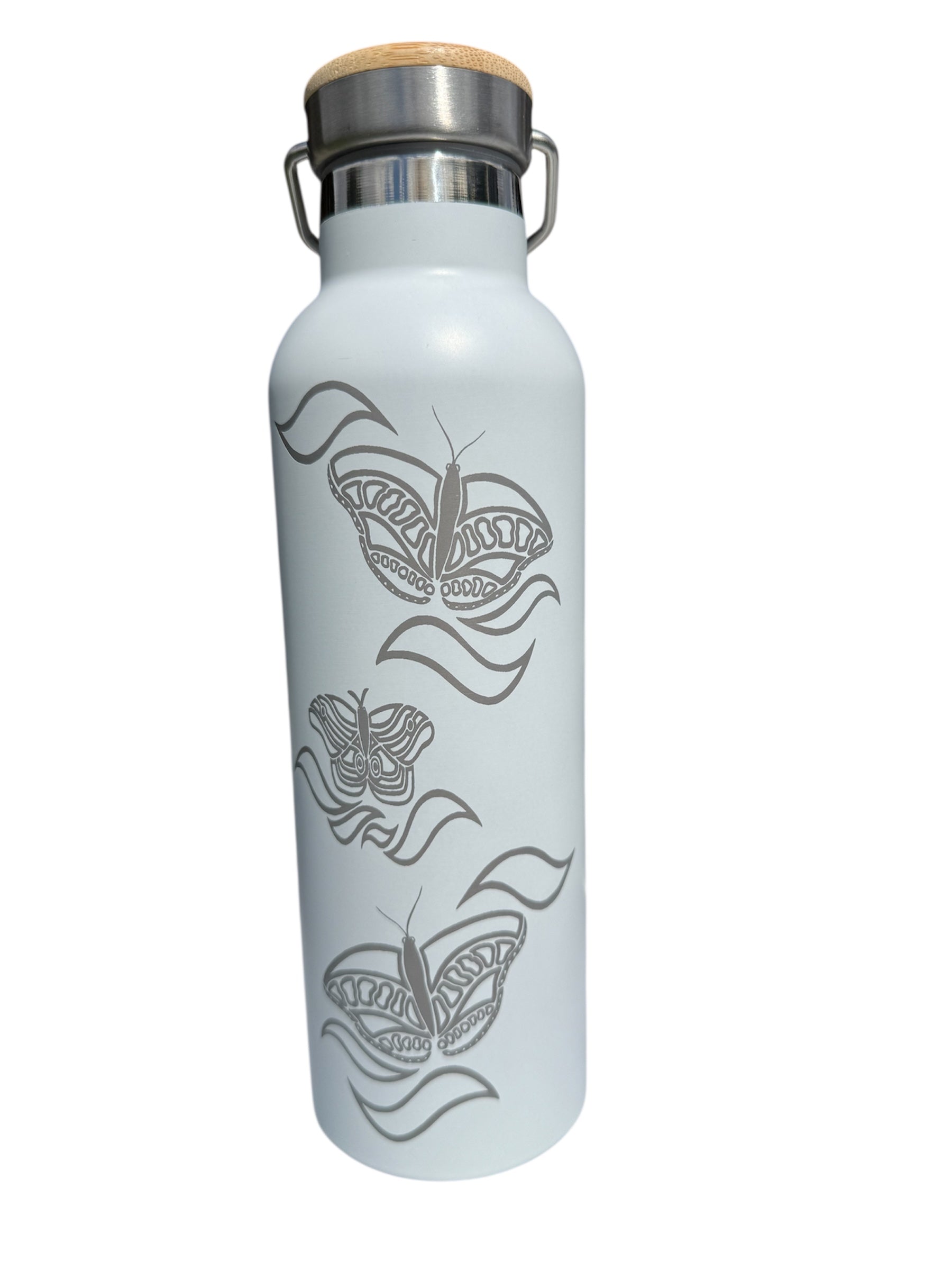 Insulated Bottle - Balam Balam Butterflies (White) - Mick Harding
