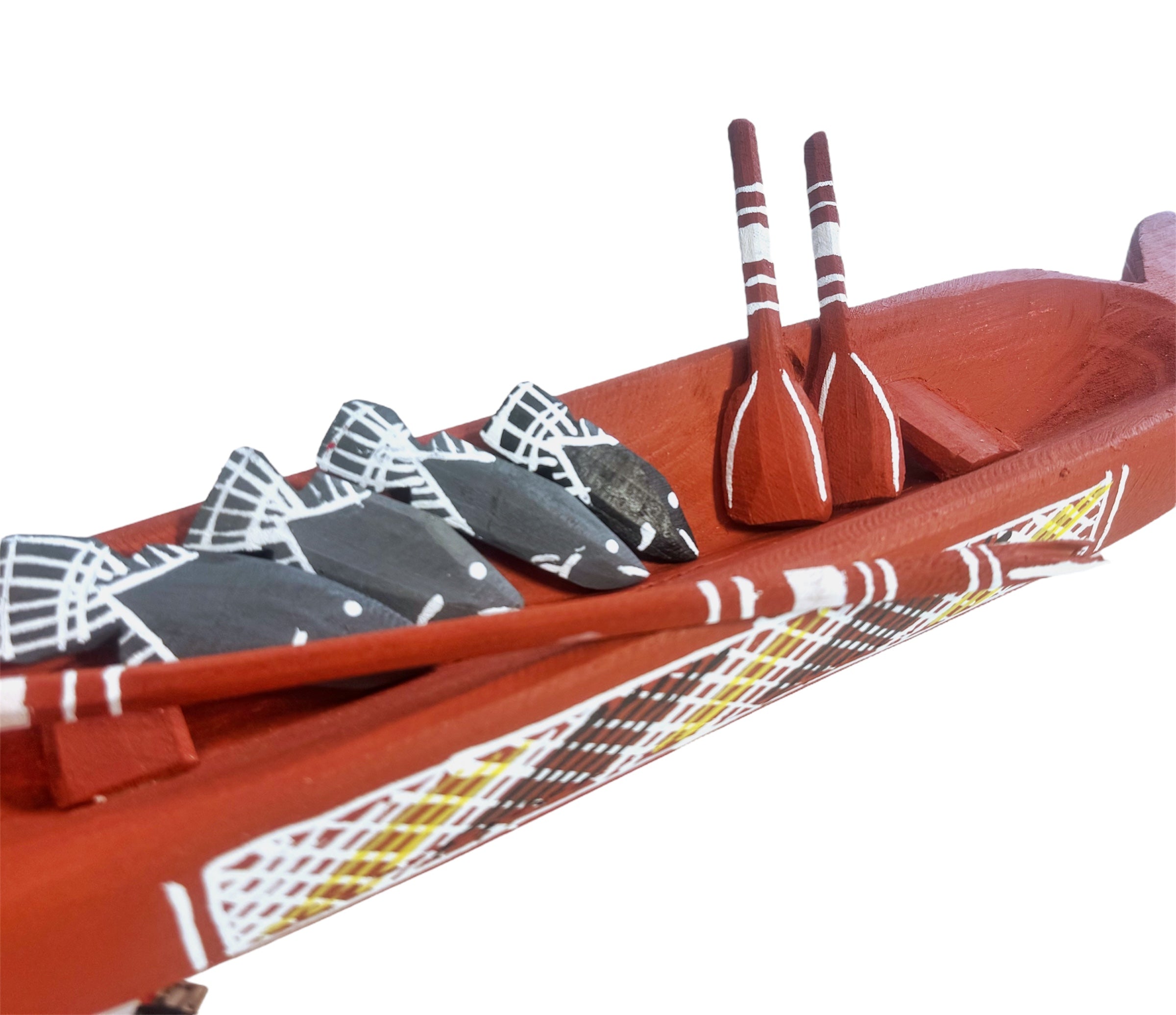 Hand Carved Canoe Red-Ochre - Kenny Reid