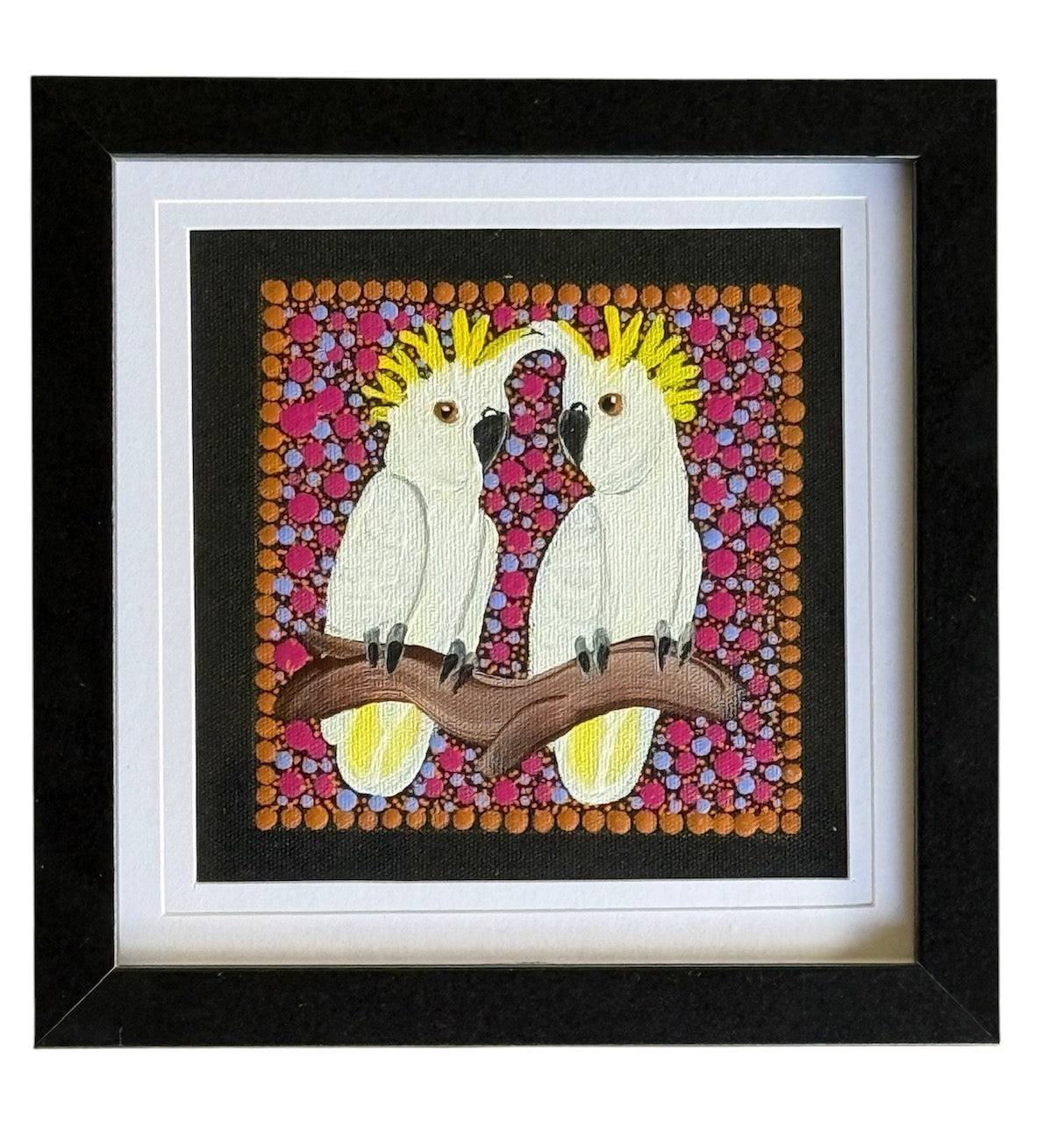 Kathleen Buzzacott - Sulphur Crested Cockatoos - Small, Framed .505