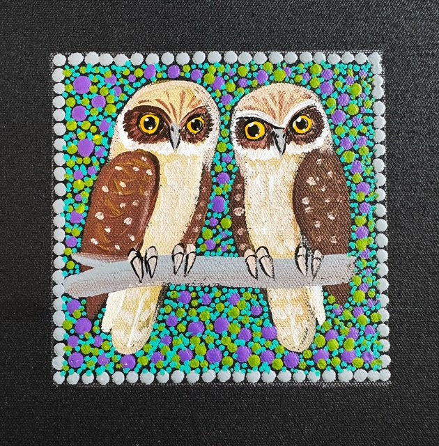 Kathleen Buzzacott - Boobook Owls - Small, Framed .290