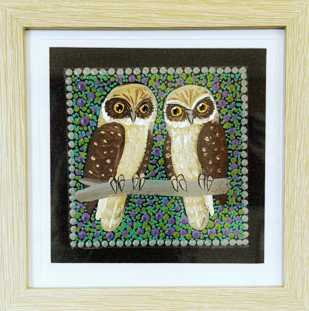Kathleen Buzzacott - Boobook Owls - Small, Framed .290