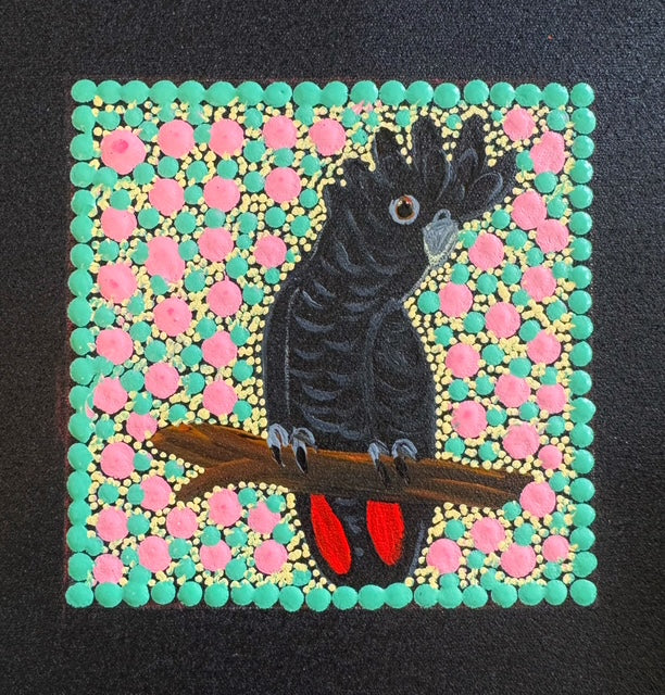 Kathleen Buzzacott - Male Redtail Black Cockatoo - Small, Framed .320