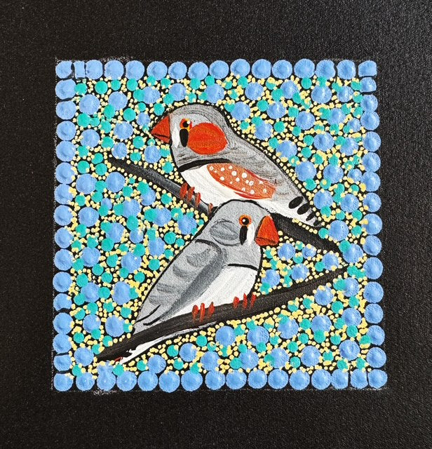Kathleen Buzzacott - Zebra Finches - Small, Framed .280