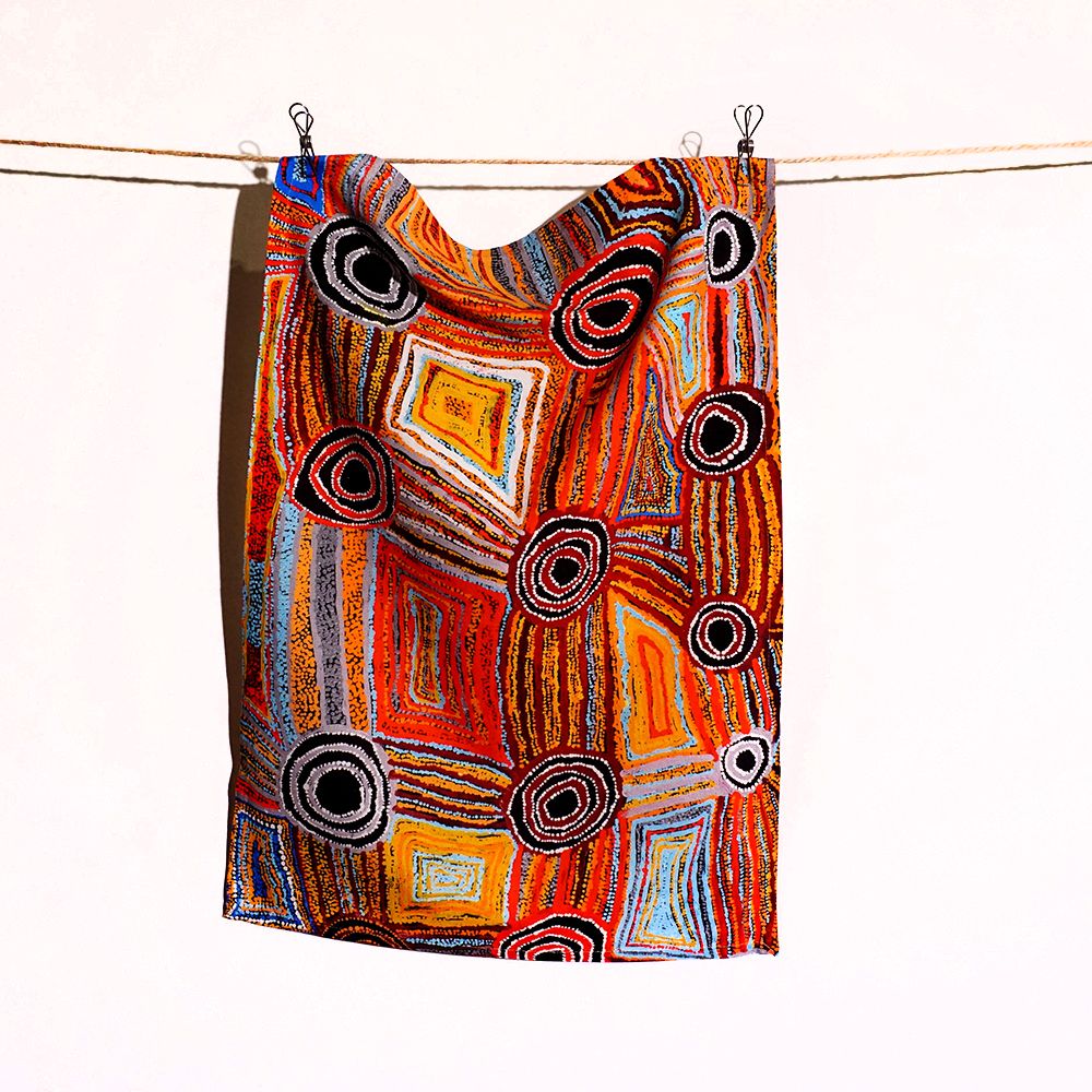 Cotton Tea Towel - Mary Napangardi Brown