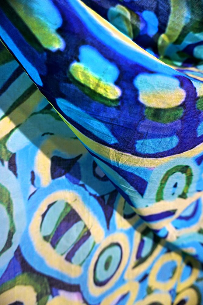 Organic Cotton Summer Scarf - Cedric Varcoe - Blue and Green
