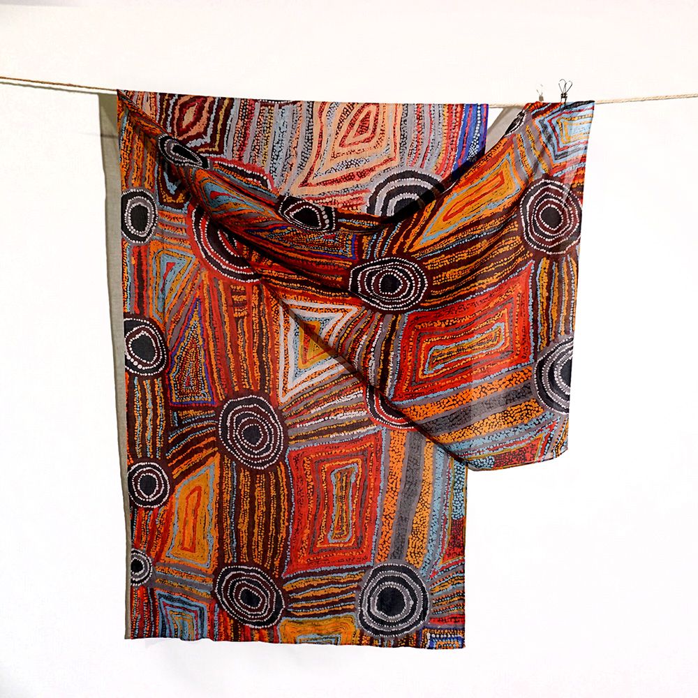 Organic Cotton Summer Scarf - Mary Napangardi Brown