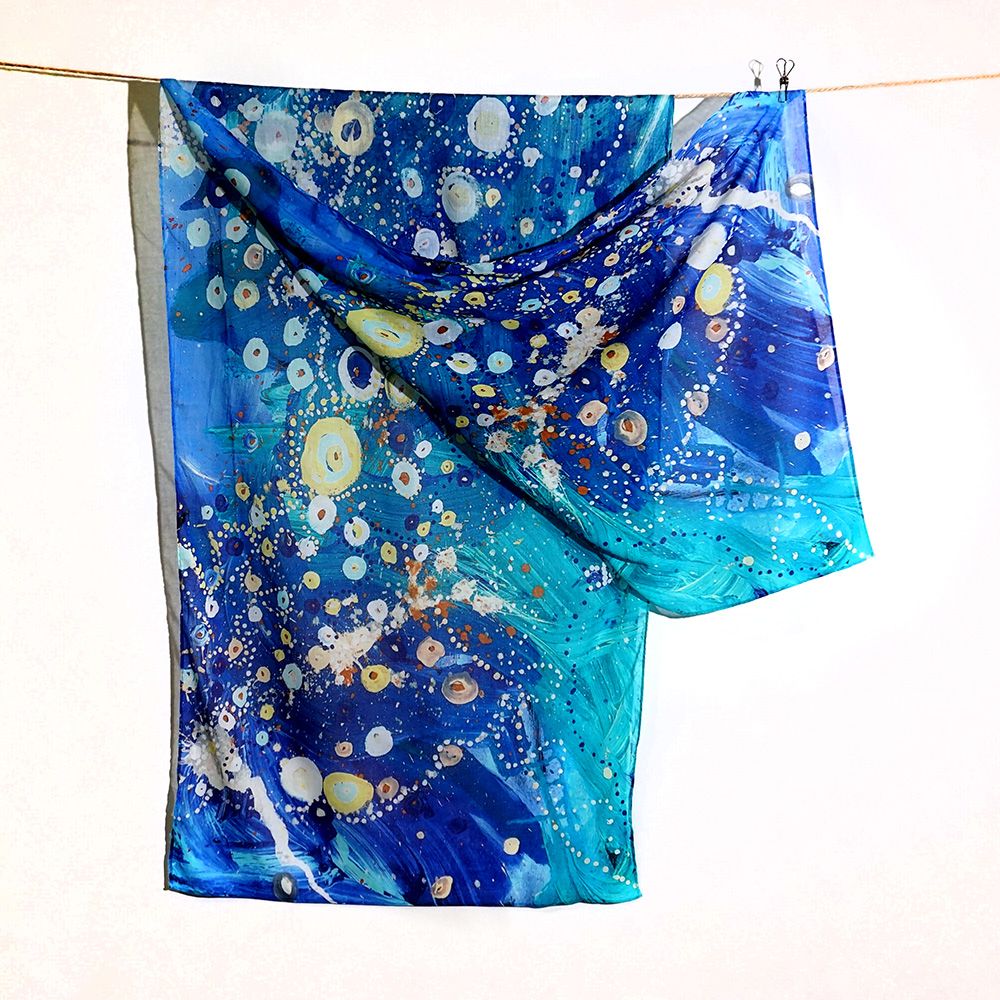 Organic Cotton Summer Scarf - Steven Jupurrula Nelson - Blue