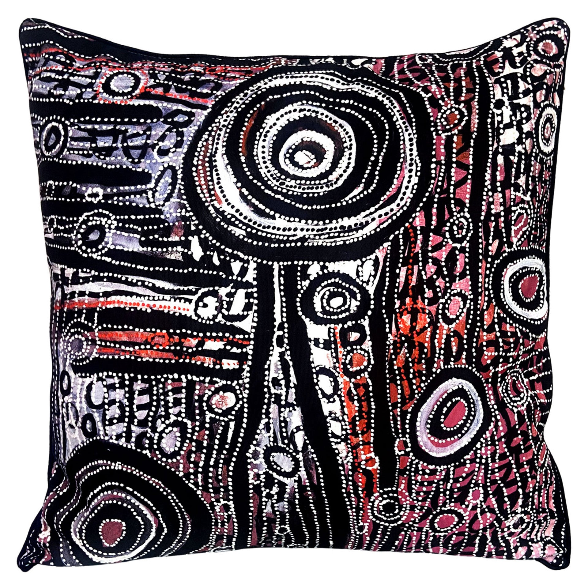 Outdoor Cushion Cover - Charmaine Pwerle - Black and White