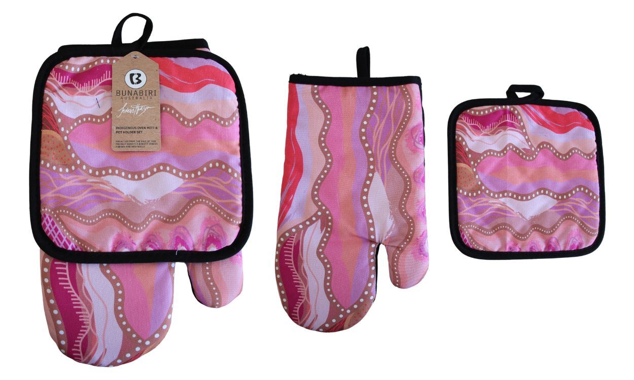 Oven Glove & Pot holder Set - Jedess Hudson - Wamin In Bloom