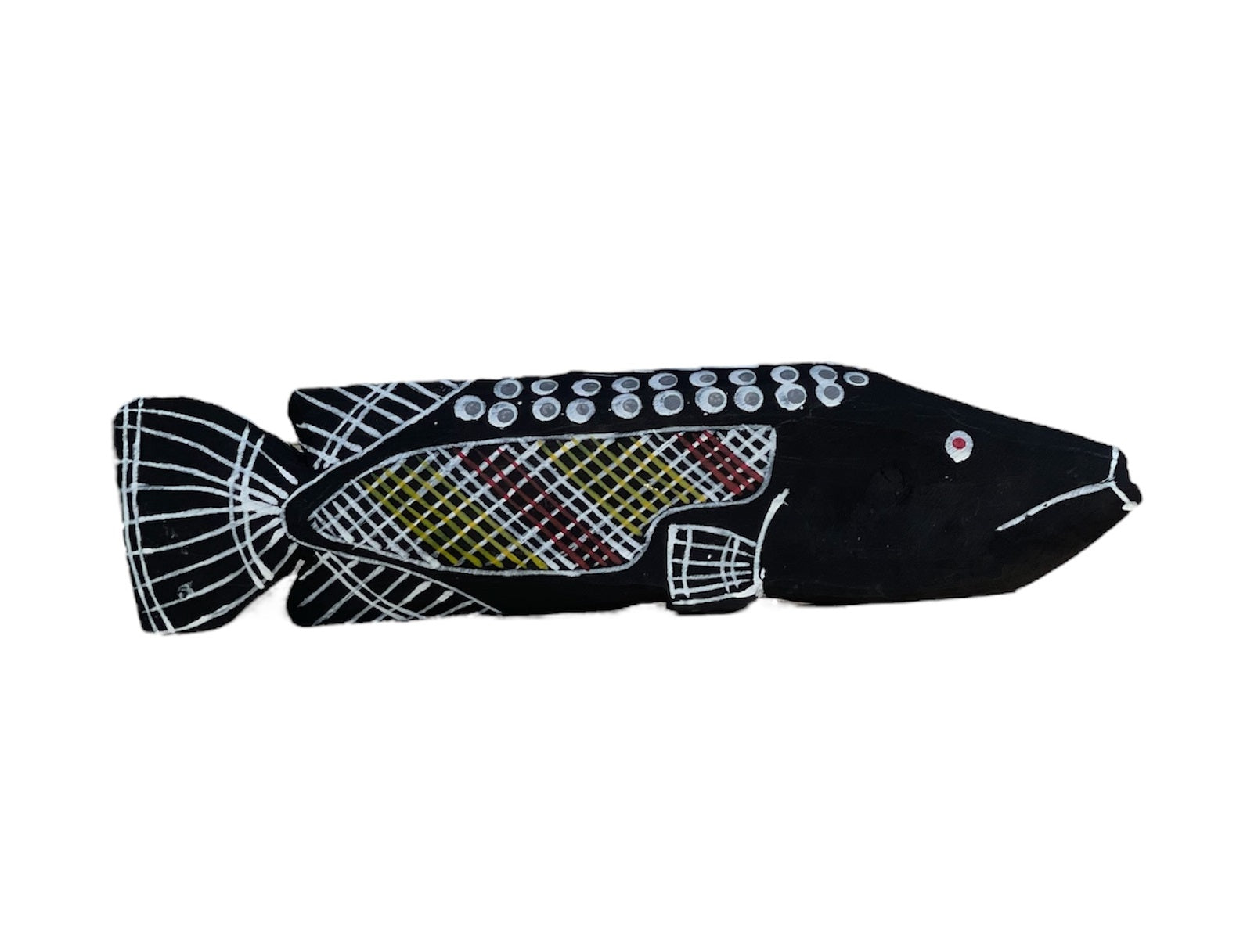 Hand Carved Barramundi Black (Dots) - Kenny Reid