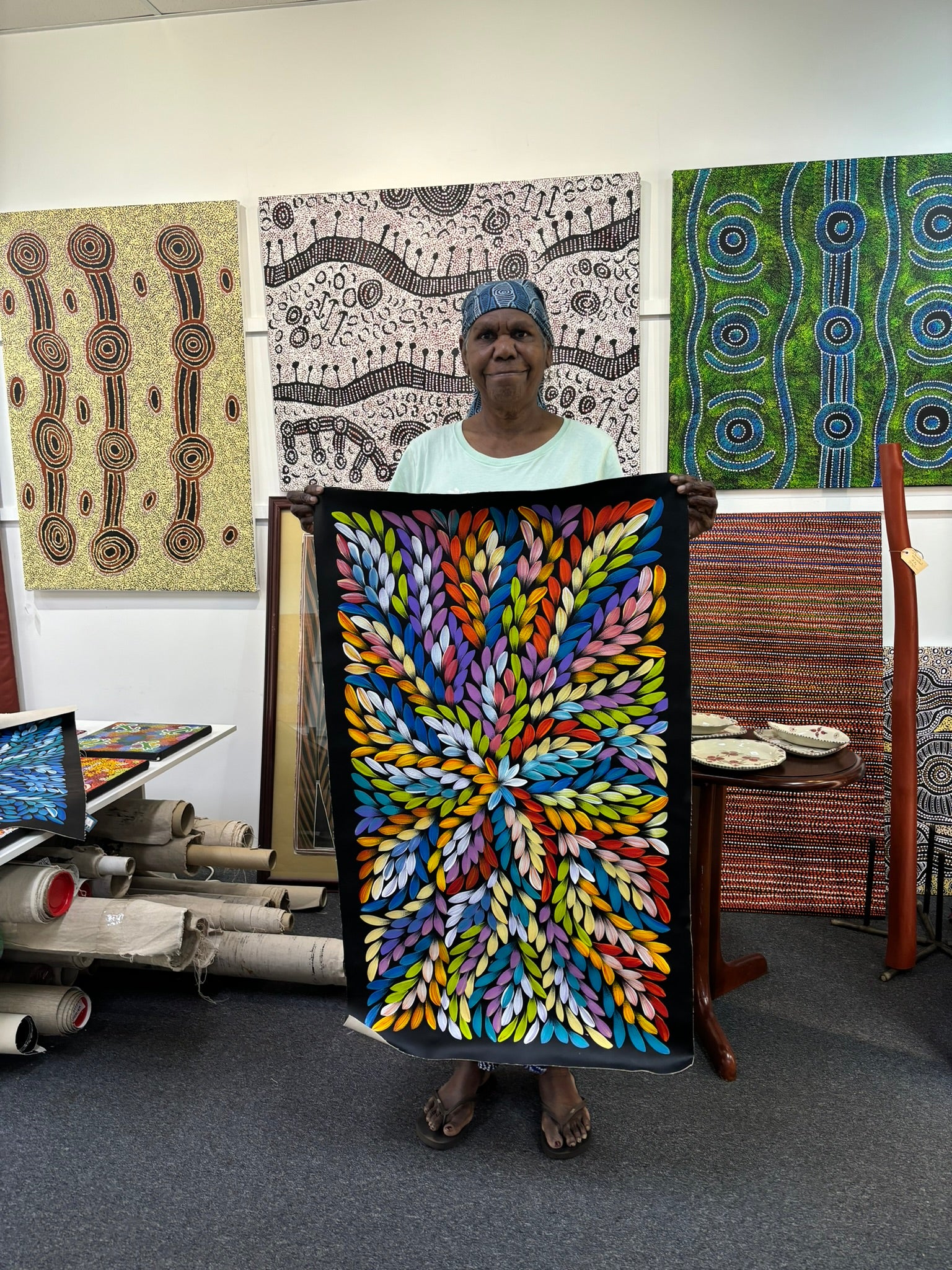 Jacinta Numina Waugh - Bush Medicine Leaves - 98x57cm .87-5