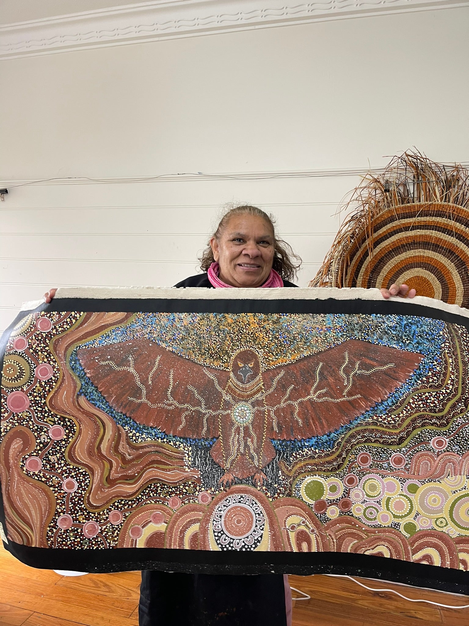 Deidre Burgoyne Rosier - People Traveling for Smoke Ceremony - 117x59cm .90-12