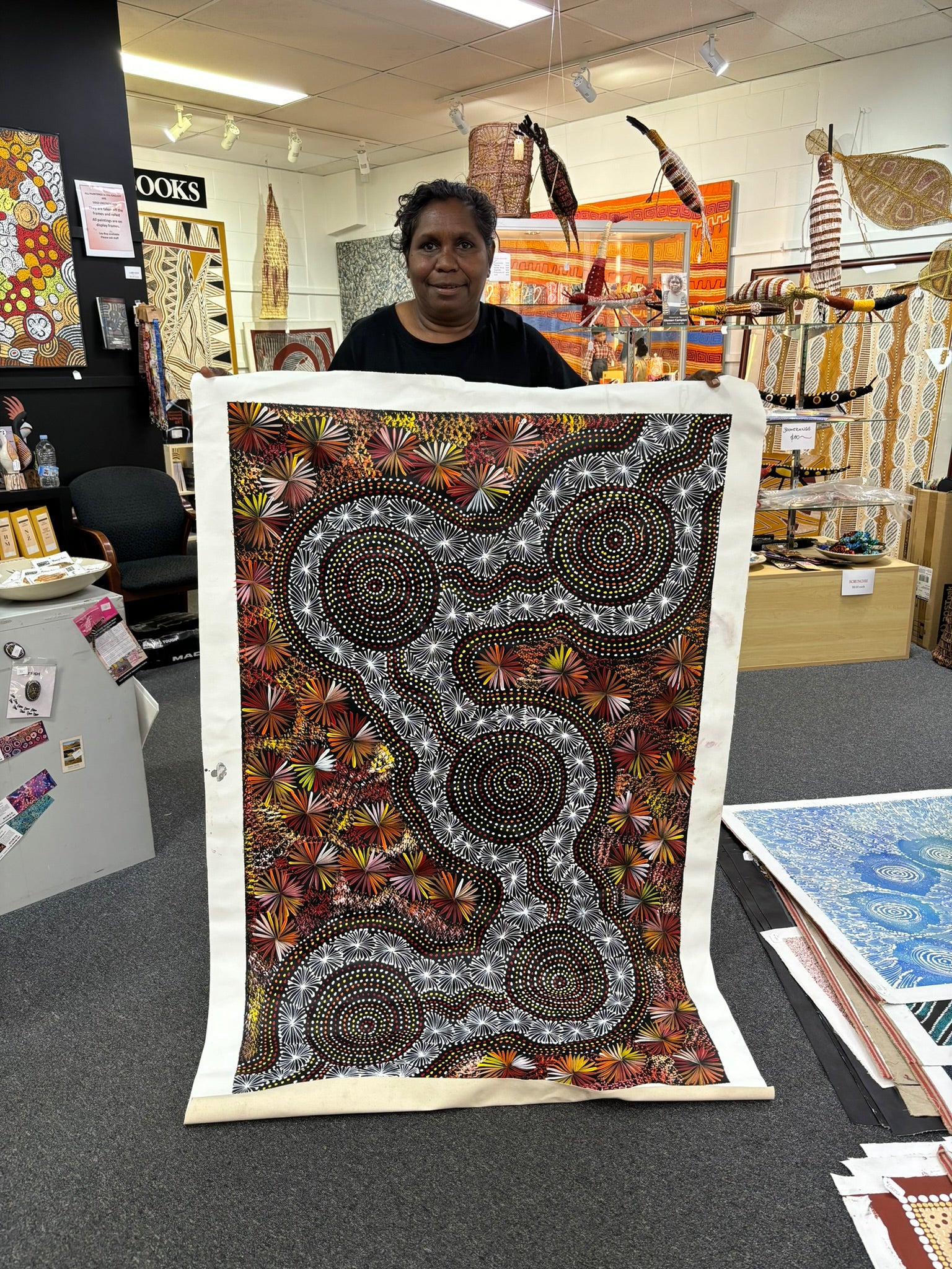 Selina Numina Kamprina - Bush Medicine Leaves with Spinifex Grass - 146x91cm .99-3